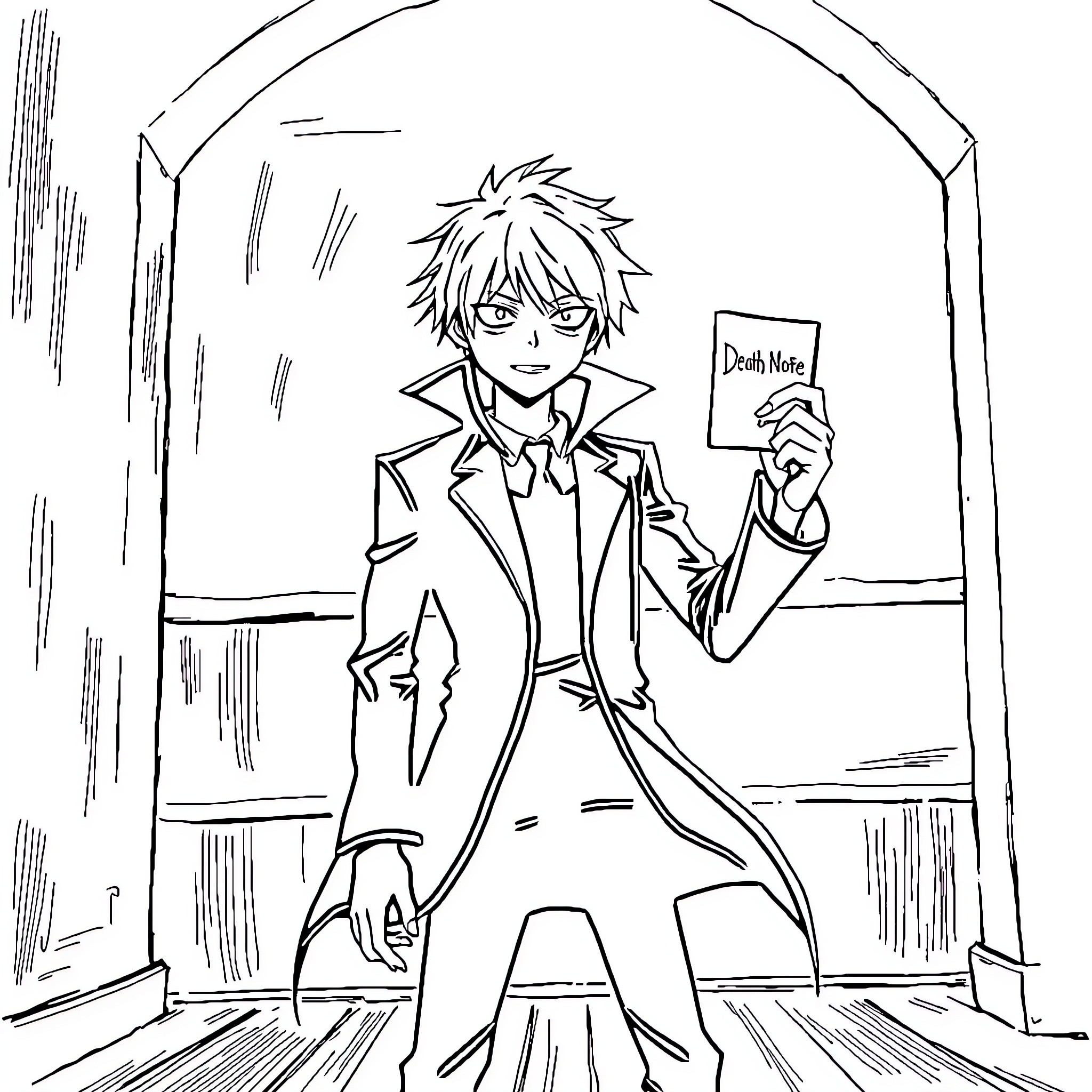 Kira's Deadly Determination Coloring Page (free black-and-white line drawing printable PDF for all, from beginners to advanced learners, including children, teens, adults, and seniors)