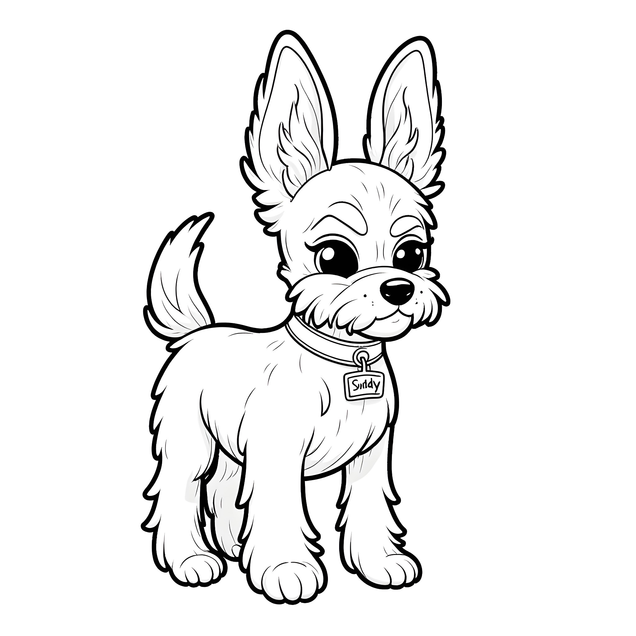 Yorkie puppy with friendly expression Coloring Page (free black-and-white line drawing printable PDF for all, from beginners to advanced learners, including children, teens, adults, and seniors)