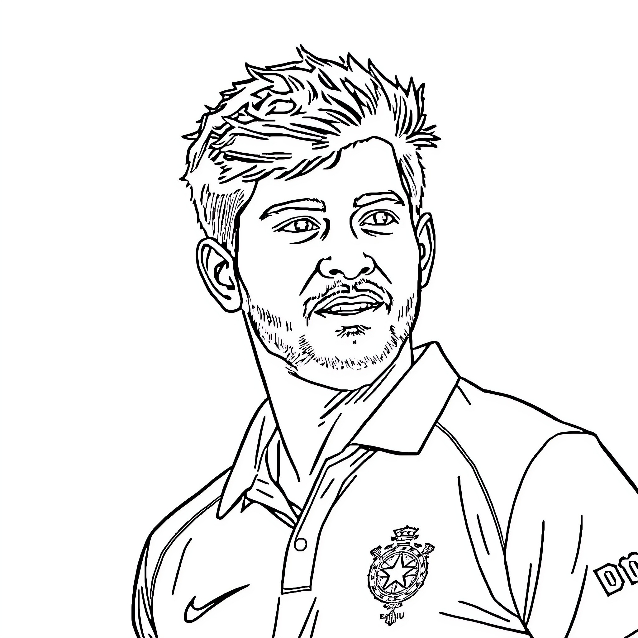 Mk Sanu's portrait with distinct outfit and expression Coloring Page (free black-and-white line drawing printable PDF for all, from beginners to advanced learners, including children, teens, adults, and seniors)