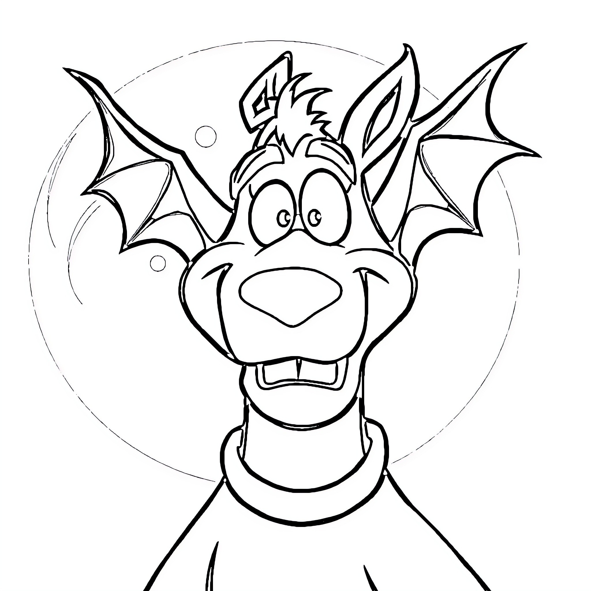 Vampire-like creature with comical expression Coloring Page (free black-and-white line drawing printable PDF for all, from beginners to advanced learners, including children, teens, adults, and seniors)