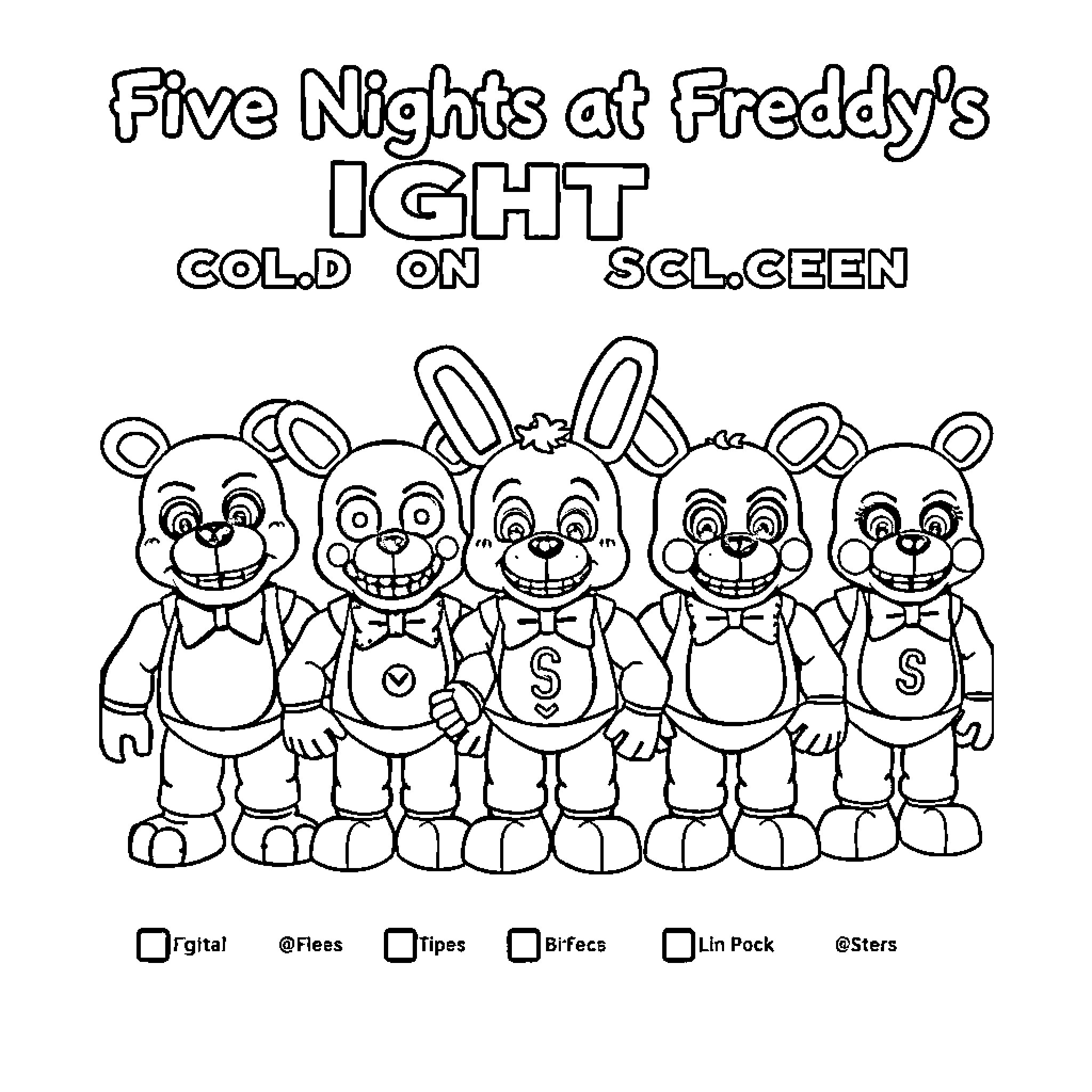 Five Nights at Freddy's Light Cold on Sel.geen Coloring Page (free black-and-white line drawing printable PDF for all, from beginners to advanced learners, including children, teens, adults, and seniors)