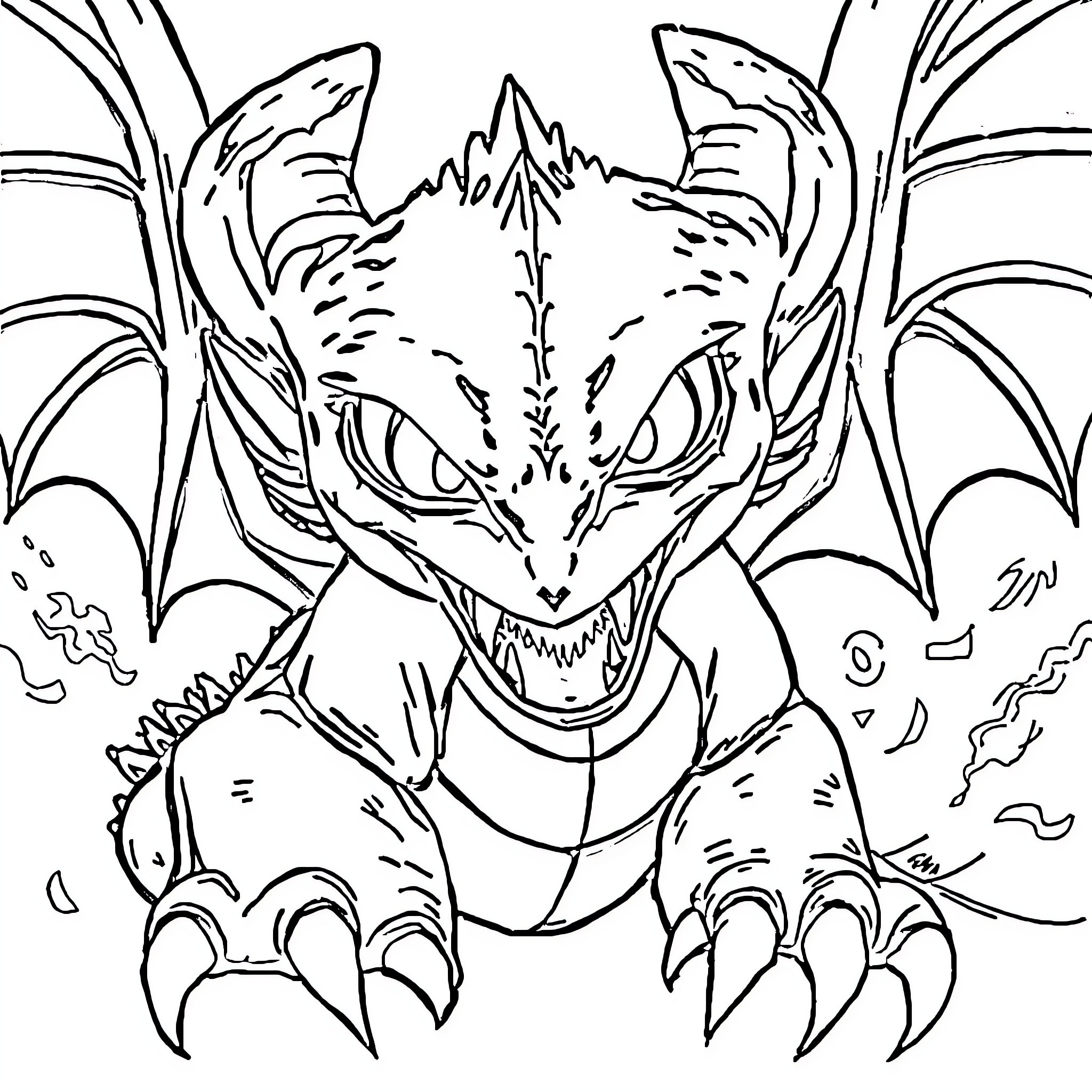 Toothless the Fearsome Dragon's Dramatic Pose Coloring Page (free black-and-white line drawing printable PDF for all, from beginners to advanced learners, including children, teens, adults, and seniors)