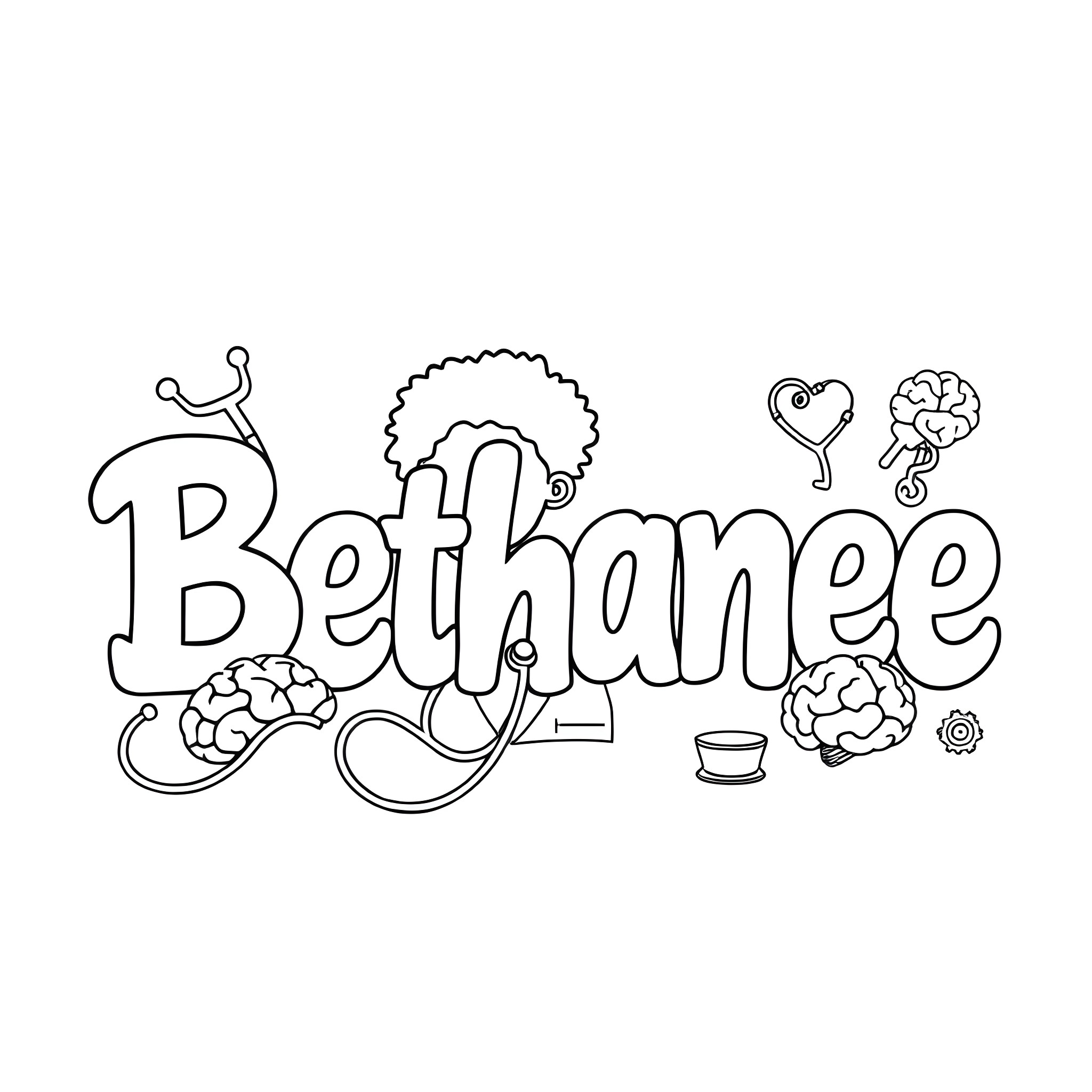 Bethanee's Creative Expression Coloring Page (free black-and-white line drawing printable PDF for all, from beginners to advanced learners, including children, teens, adults, and seniors)