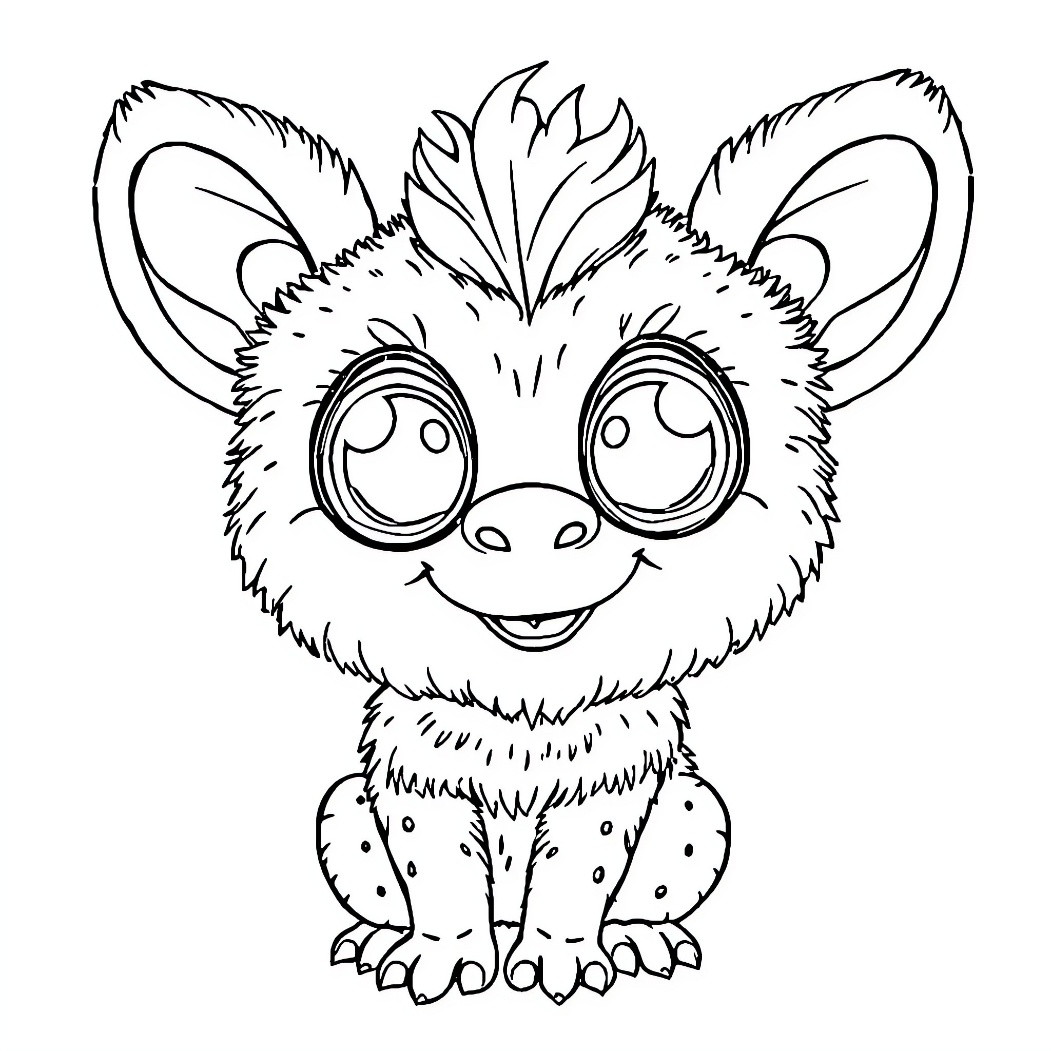 Labubu's Playful Creature Sketch Coloring Page (free black-and-white line drawing printable PDF for all, from beginners to advanced learners, including children, teens, adults, and seniors)