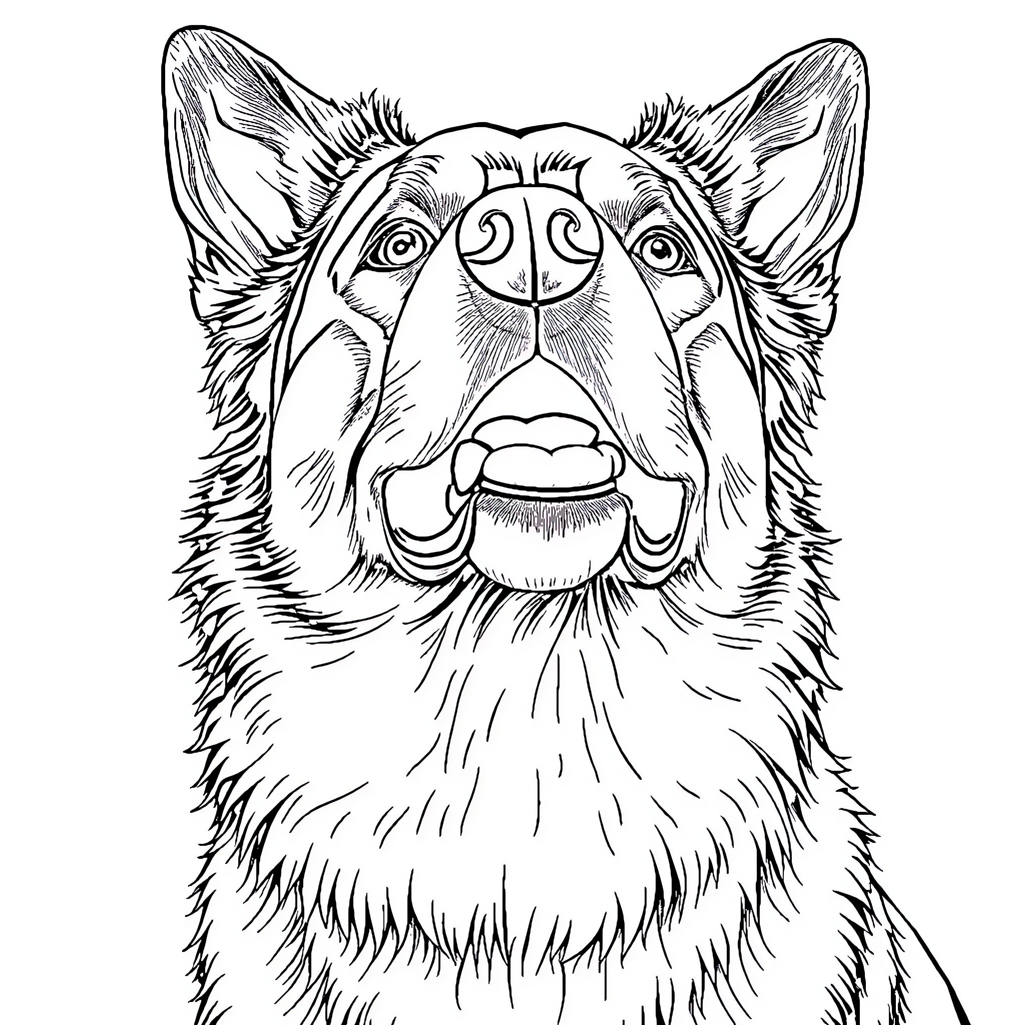 Latest Breed of Cheerful Herding Dog Coloring Page (free black-and-white line drawing printable PDF for all, from beginners to advanced learners, including children, teens, adults, and seniors)