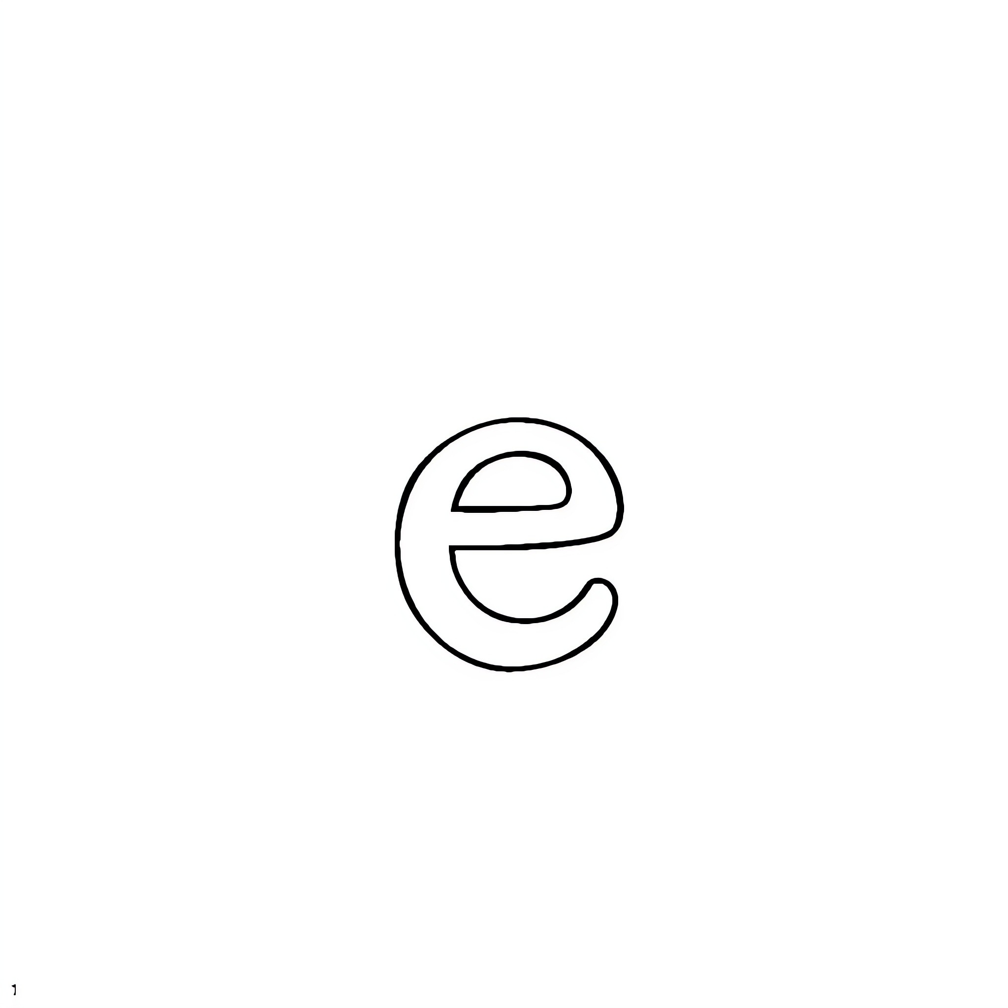 Elegant letter 'e' stylized Coloring Page (free black-and-white line drawing printable PDF for all, from beginners to advanced learners, including children, teens, adults, and seniors)