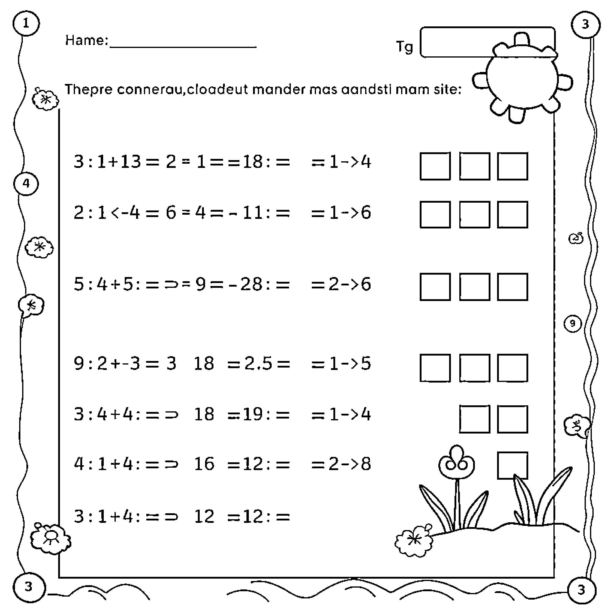 Math Expressions, Equations, and Problem Solving Coloring Page (free black-and-white line drawing printable PDF for all, from beginners to advanced learners, including children, teens, adults, and seniors)