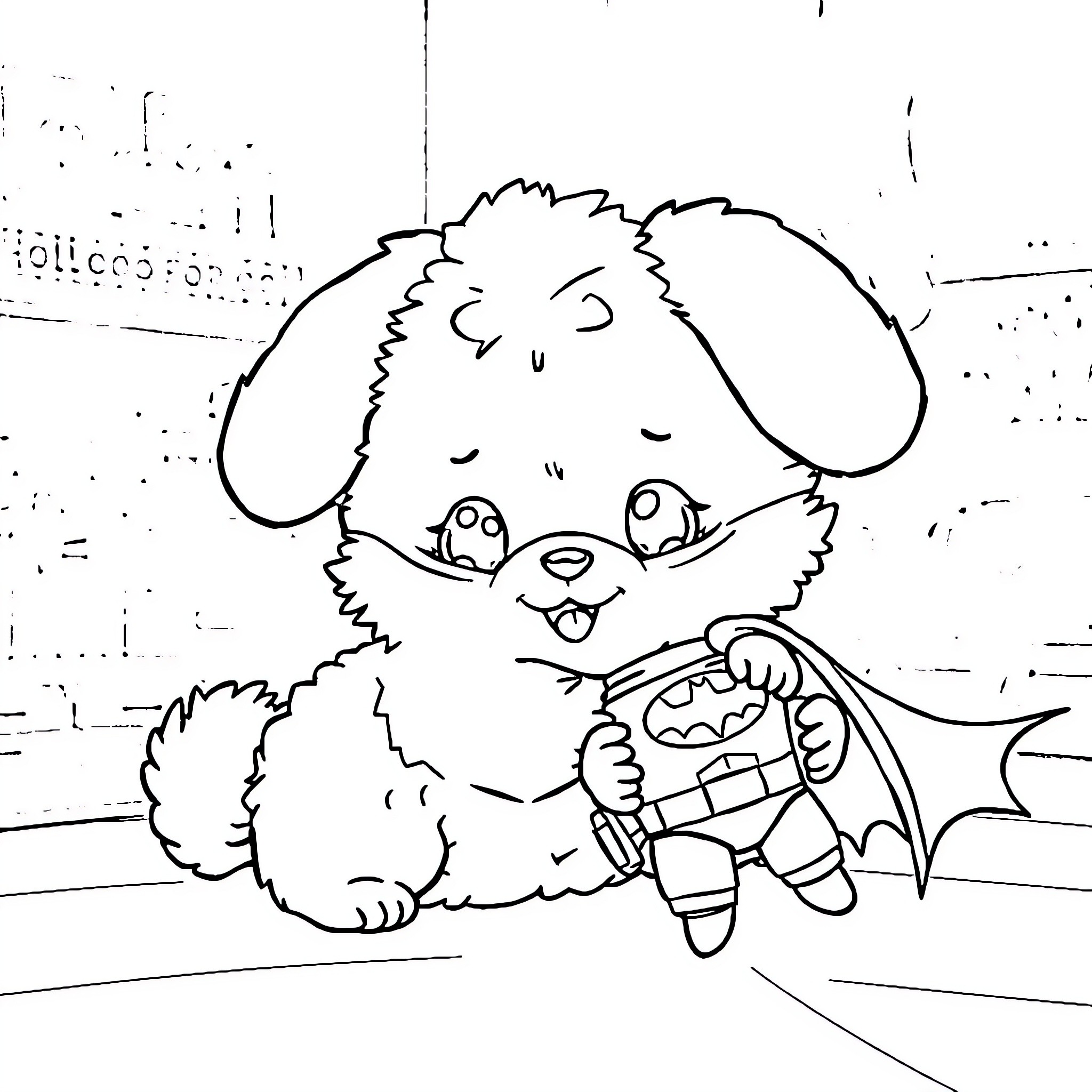 Cinnamoroll playing with a toy in the park Coloring Page (free black-and-white line drawing printable PDF for all, from beginners to advanced learners, including children, teens, adults, and seniors)