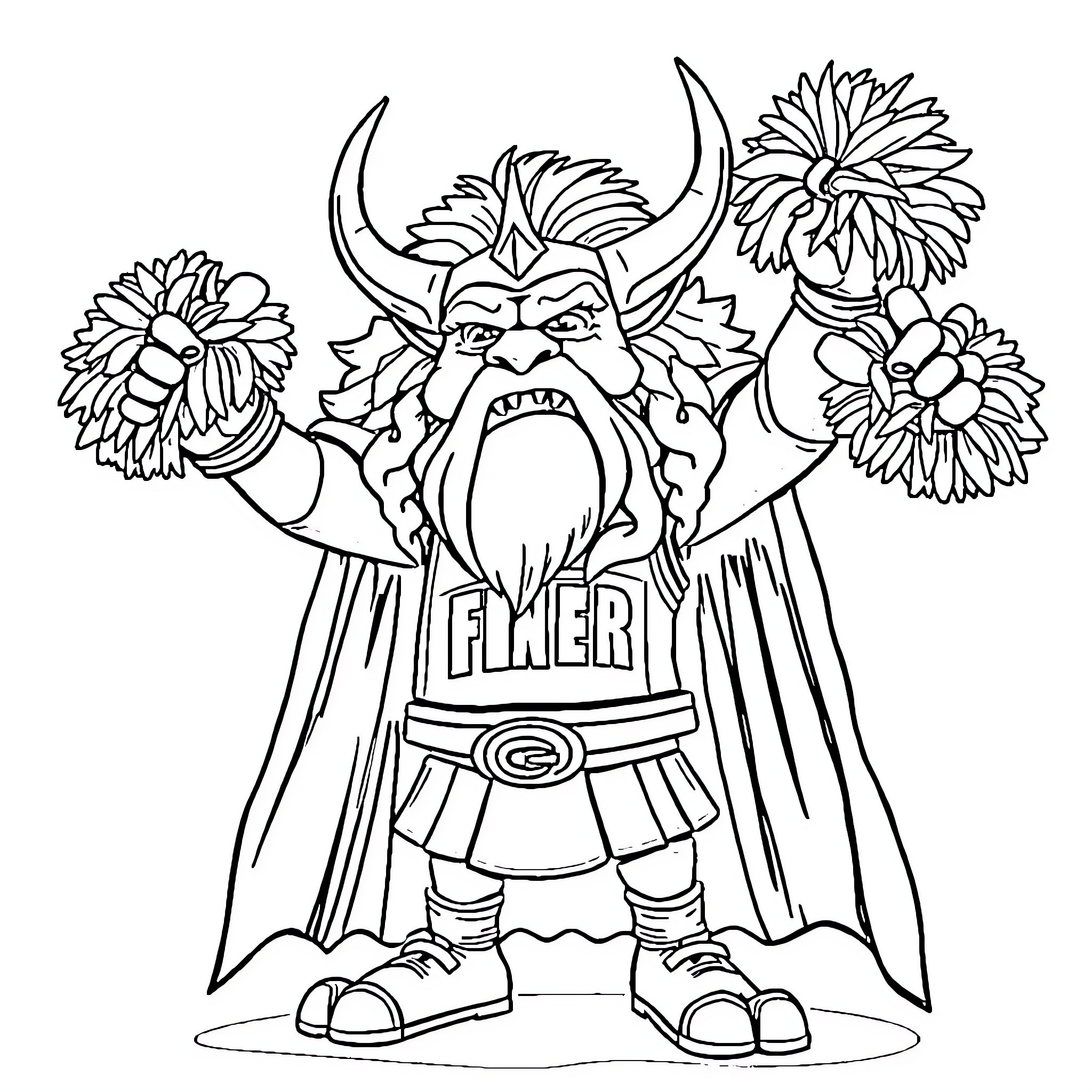 Sauron, the Fearsome Flower Warrior Coloring Page (free black-and-white line drawing printable PDF for all, from beginners to advanced learners, including children, teens, adults, and seniors)