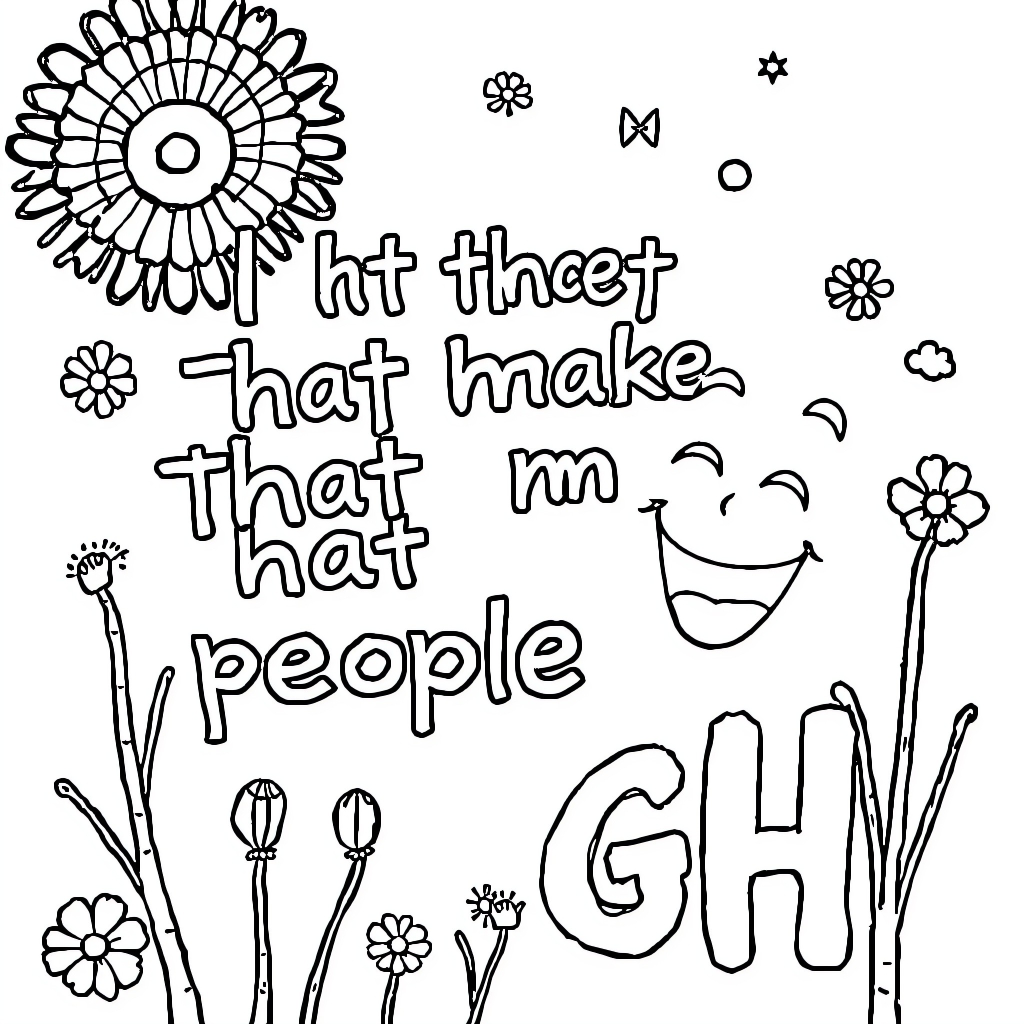 Quote what that make that people m hat Coloring Page (free black-and-white line drawing printable PDF for all, from beginners to advanced learners, including children, teens, adults, and seniors)