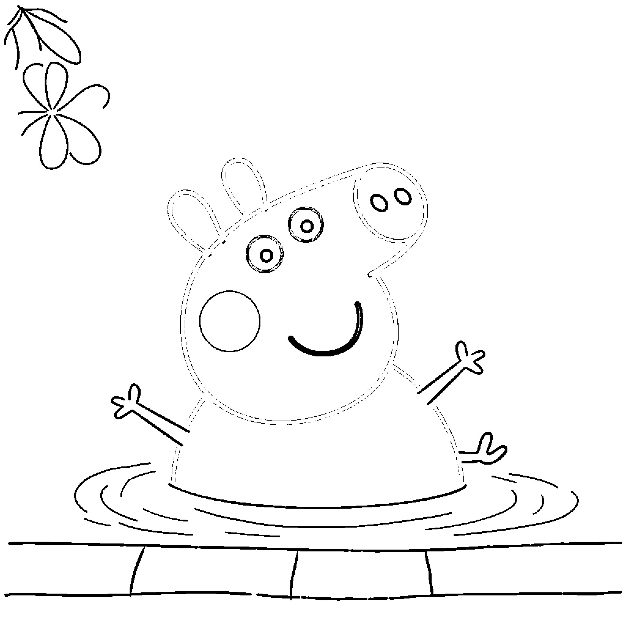 Pato playing joyfully in puddle Coloring Page (free black-and-white line drawing printable PDF for all, from beginners to advanced learners, including children, teens, adults, and seniors)