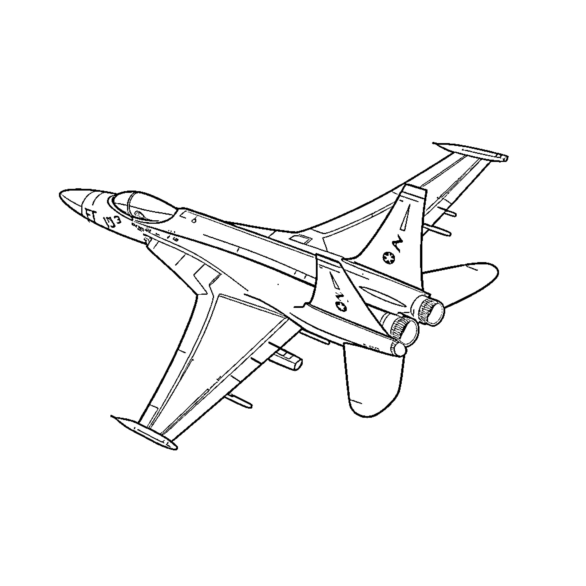 FA 18 Hornet in flight Coloring Page (free black-and-white line drawing printable PDF for all, from beginners to advanced learners, including children, teens, adults, and seniors)