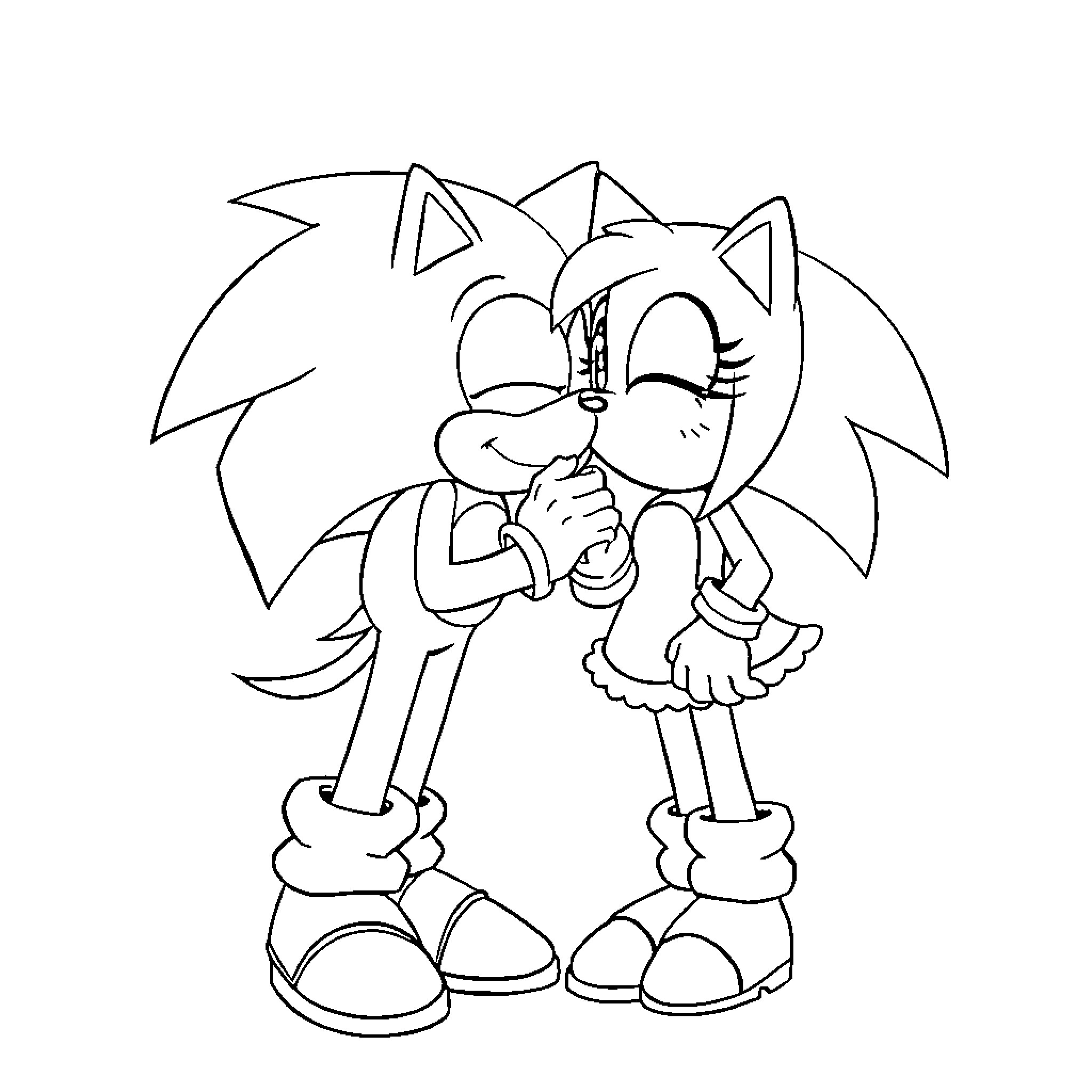 Sonic character making a silly face Coloring Page (free black-and-white line drawing printable PDF for all, from beginners to advanced learners, including children, teens, adults, and seniors)