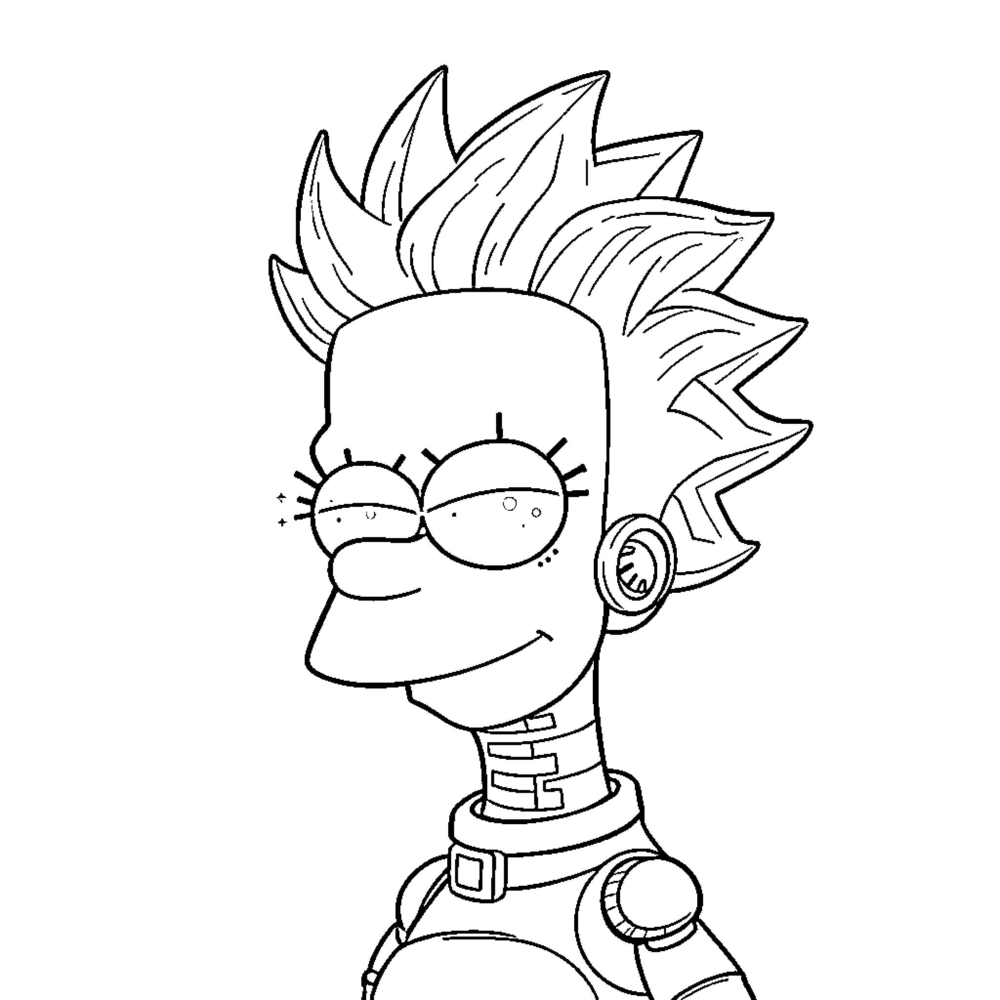 Marge Simpson's son with punk-inspired hairstyle Coloring Page (free black-and-white line drawing printable PDF for all, from beginners to advanced learners, including children, teens, adults, and seniors)