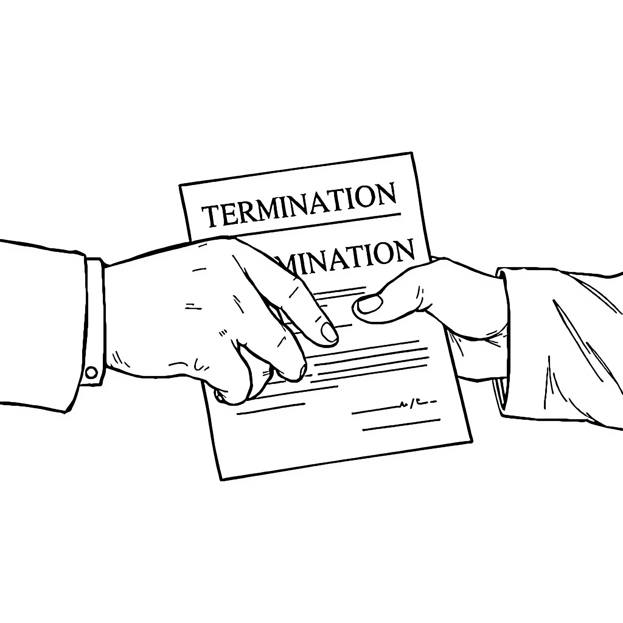 Termination of employment contract Coloring Page (free black-and-white line drawing printable PDF for all, from beginners to advanced learners, including children, teens, adults, and seniors)