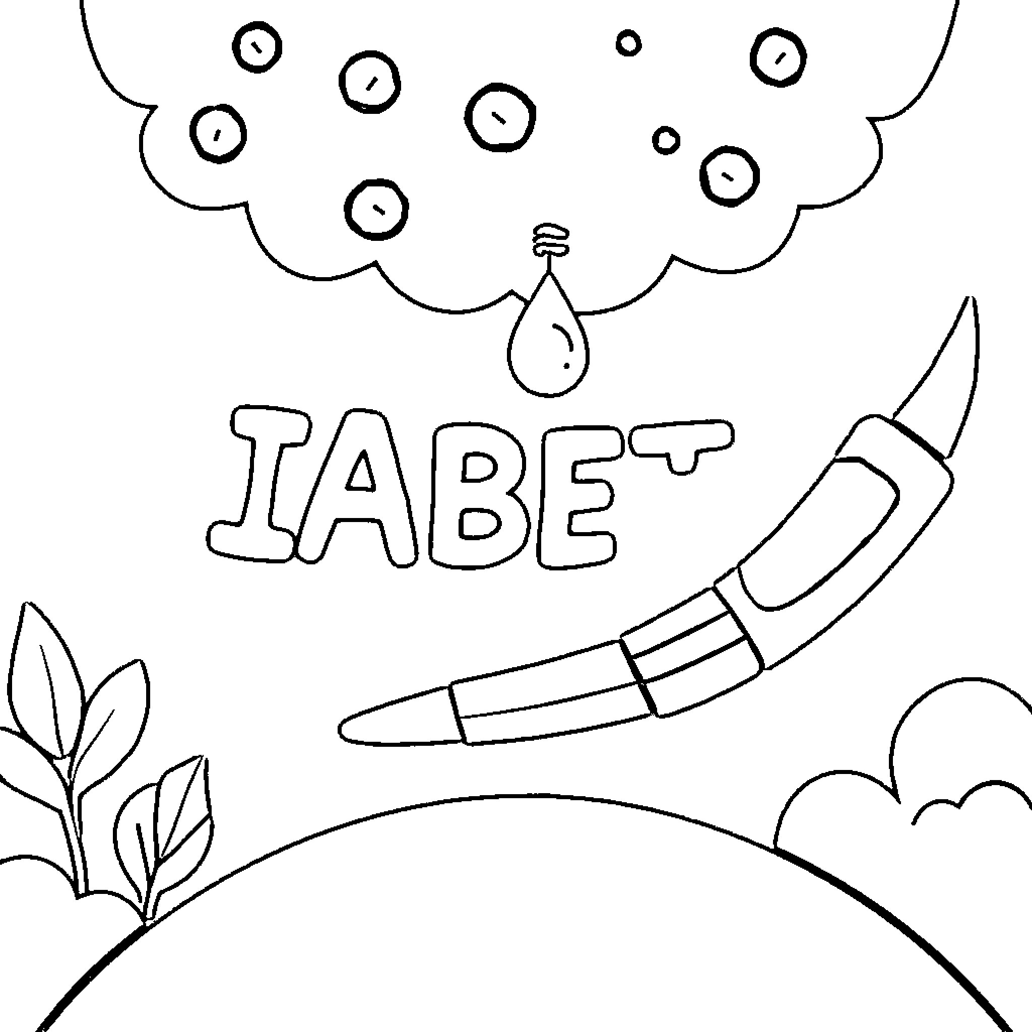 Diabetes Awareness with Symbols and Landscape Coloring Page (free black-and-white line drawing printable PDF for all, from beginners to advanced learners, including children, teens, adults, and seniors)