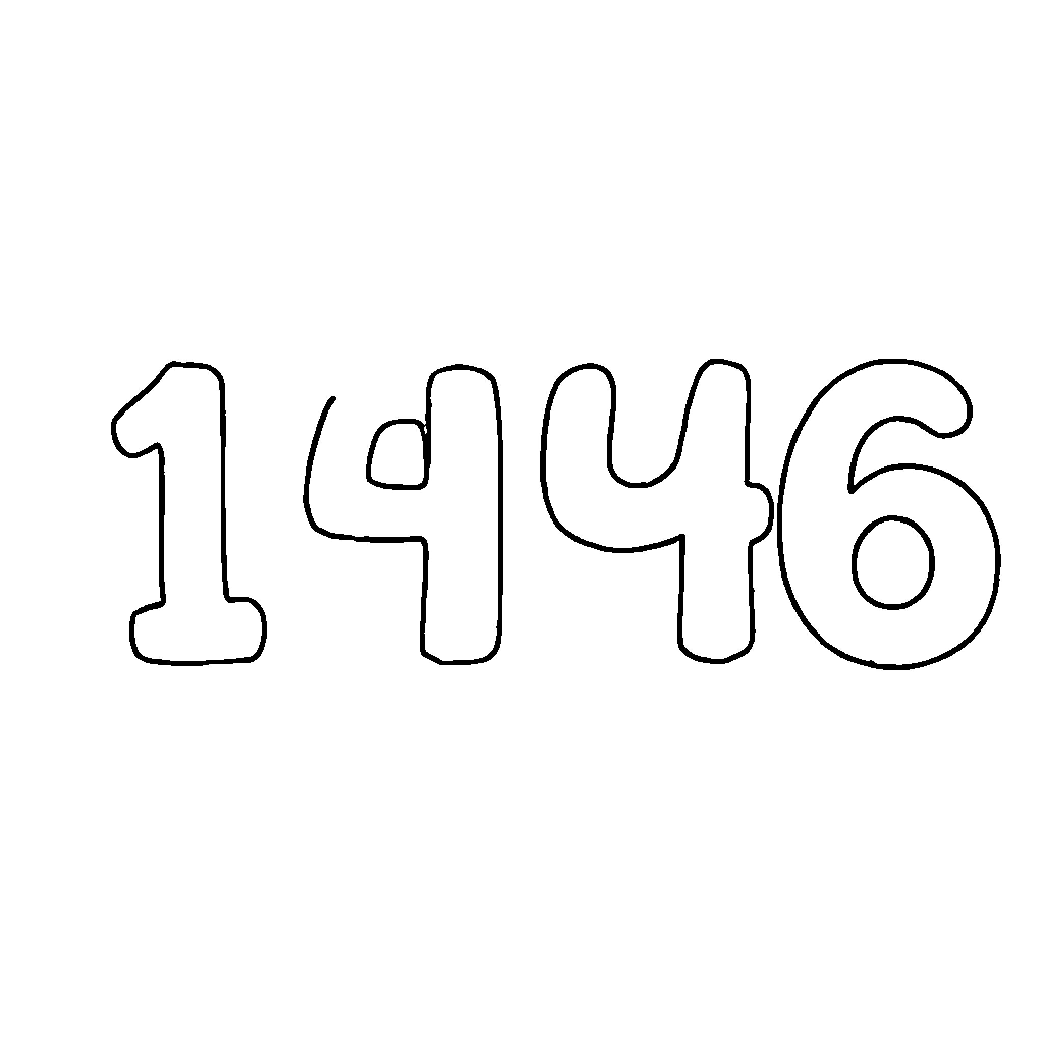 Number 1946 Drawn in Unique Style Coloring Page (free black-and-white line drawing printable PDF for all, from beginners to advanced learners, including children, teens, adults, and seniors)