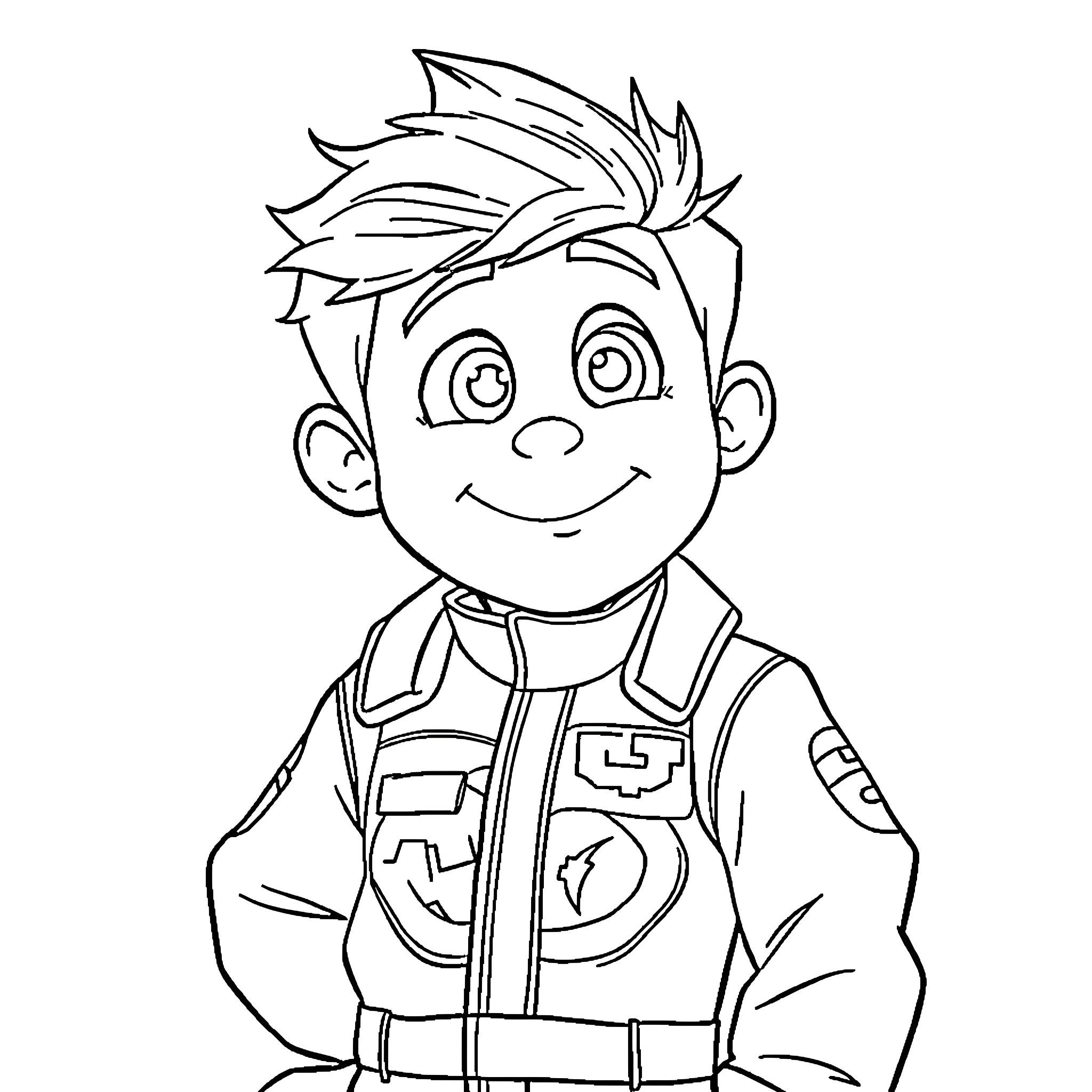 Lightning McQueen happy expression in cartoon outfit Coloring Page (free black-and-white line drawing printable PDF for all, from beginners to advanced learners, including children, teens, adults, and seniors)