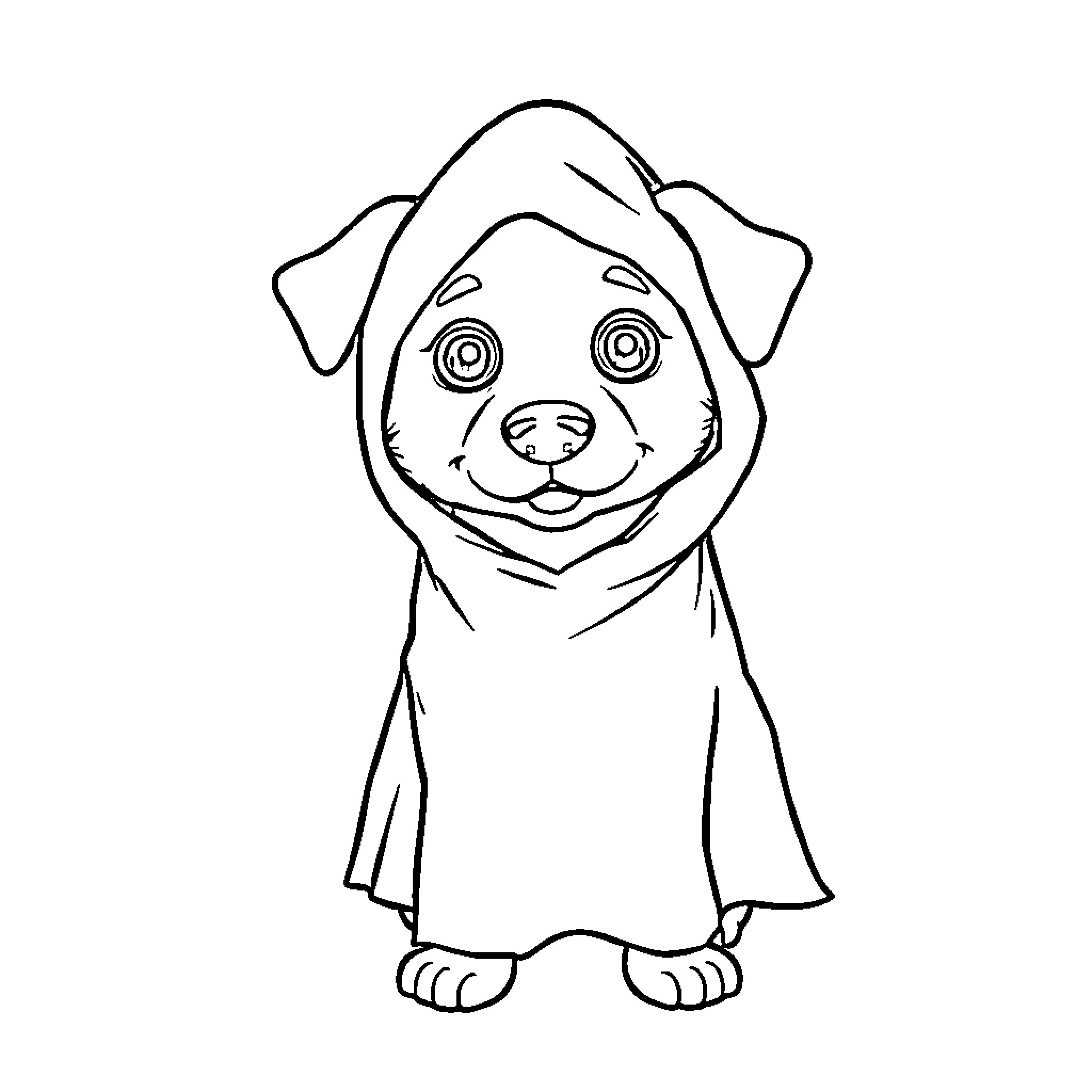 Dog peeking curiously at the viewer Coloring Page (free black-and-white line drawing printable PDF for all, from beginners to advanced learners, including children, teens, adults, and seniors)
