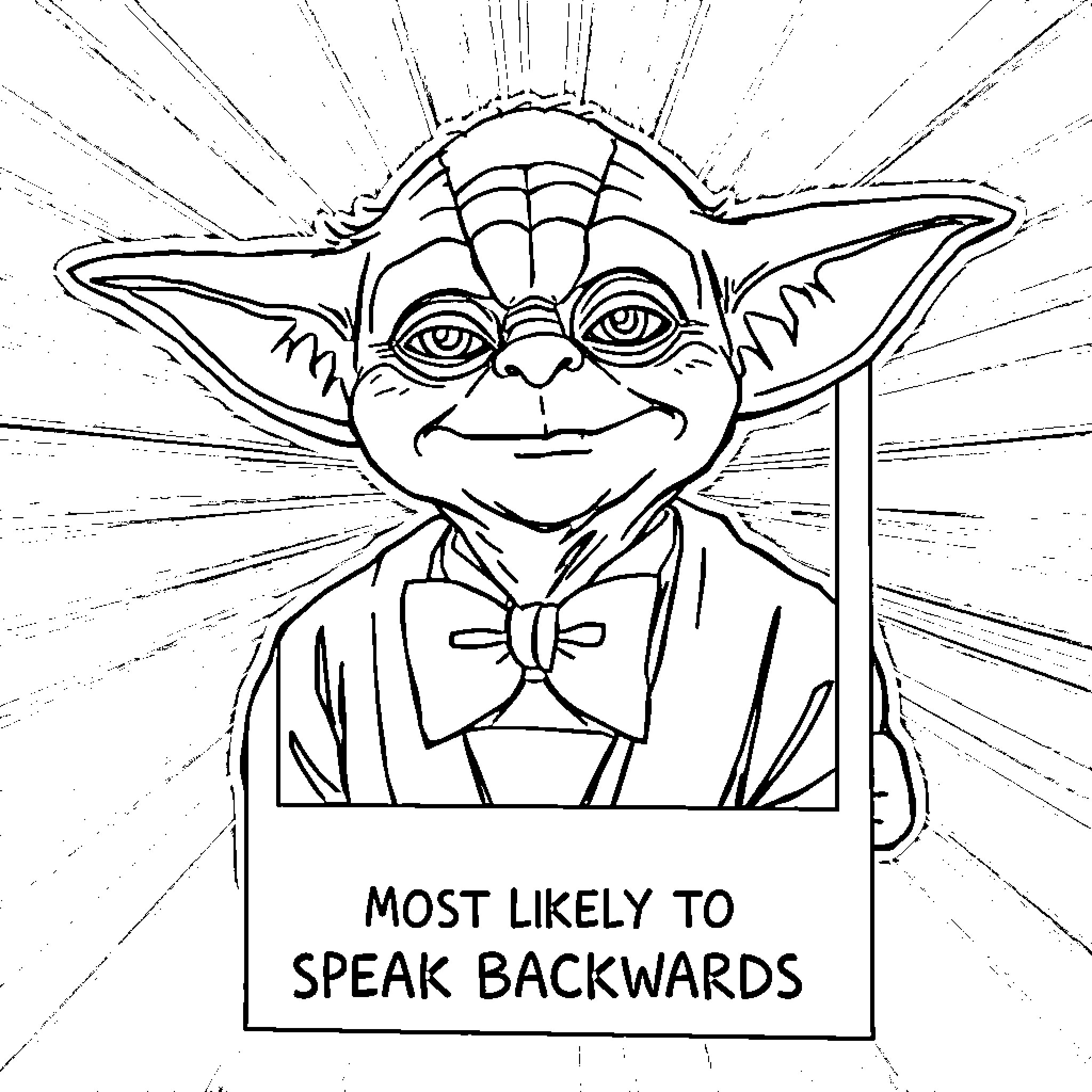 Yoda most likely to speak backwards Coloring Page (free black-and-white line drawing printable PDF for all, from beginners to advanced learners, including children, teens, adults, and seniors)