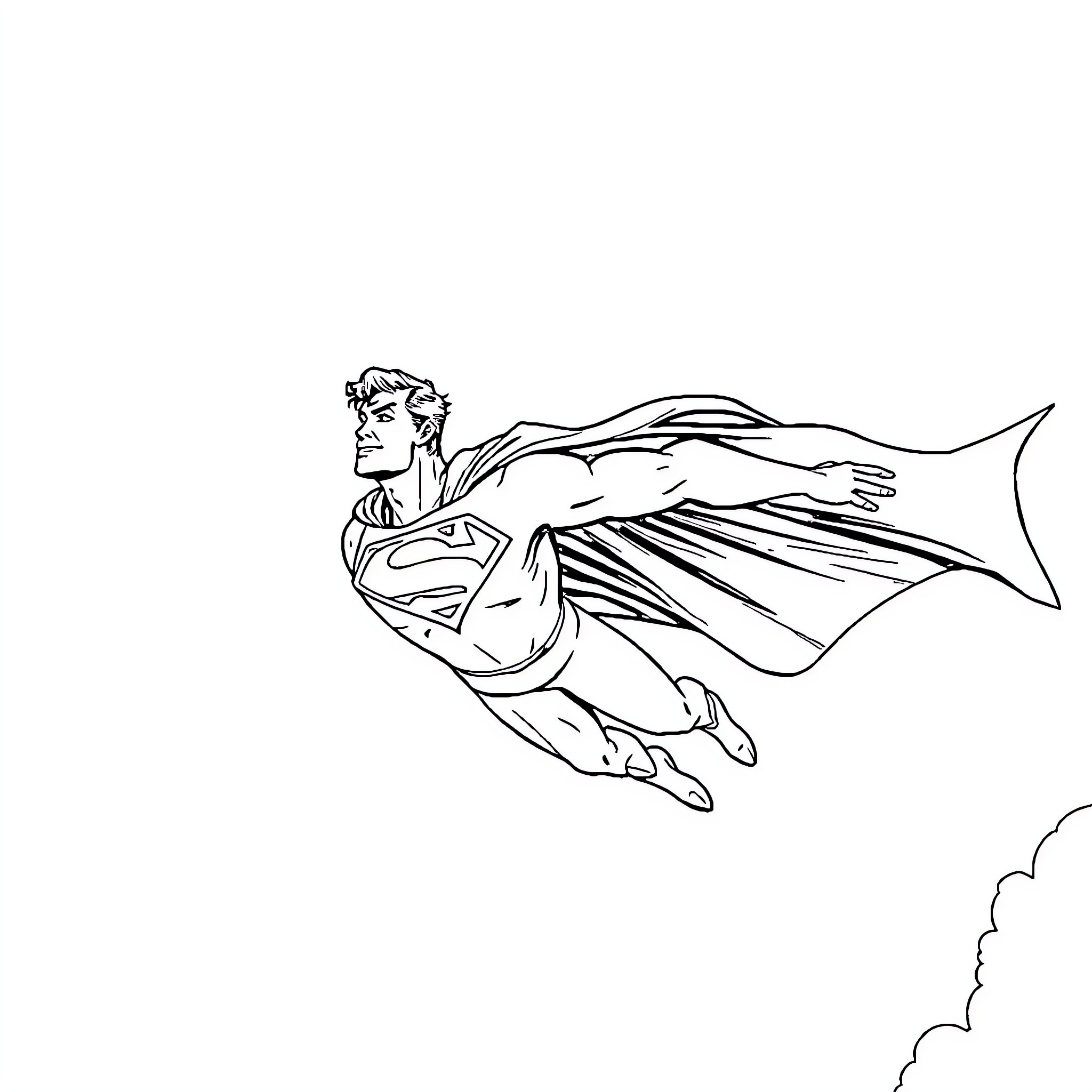 Super Lemur in Flight with Outstretched Arms Coloring Page (free black-and-white line drawing printable PDF for all, from beginners to advanced learners, including children, teens, adults, and seniors)