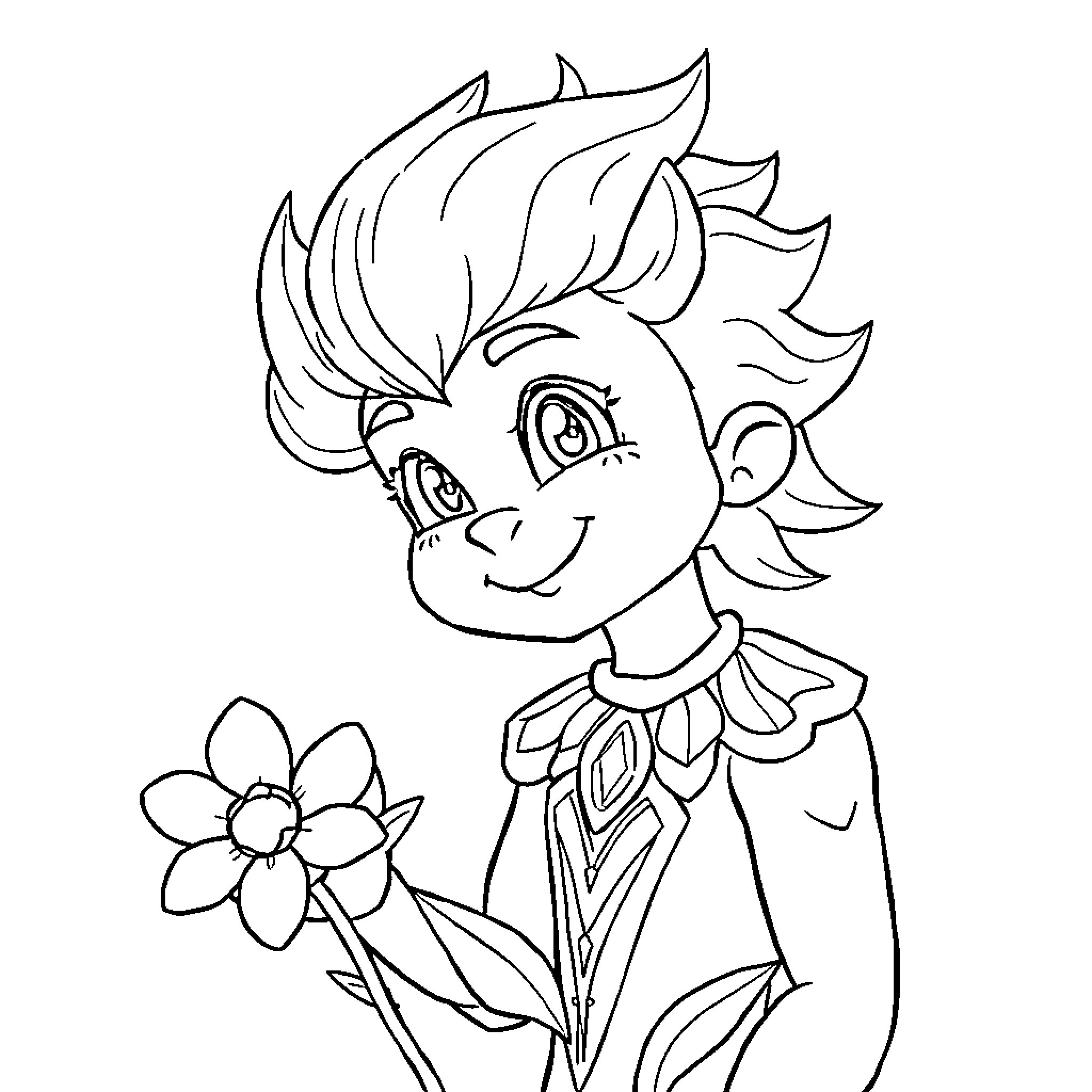 Astarion's Whimsical Delight Coloring Page (free black-and-white line drawing printable PDF for all, from beginners to advanced learners, including children, teens, adults, and seniors)