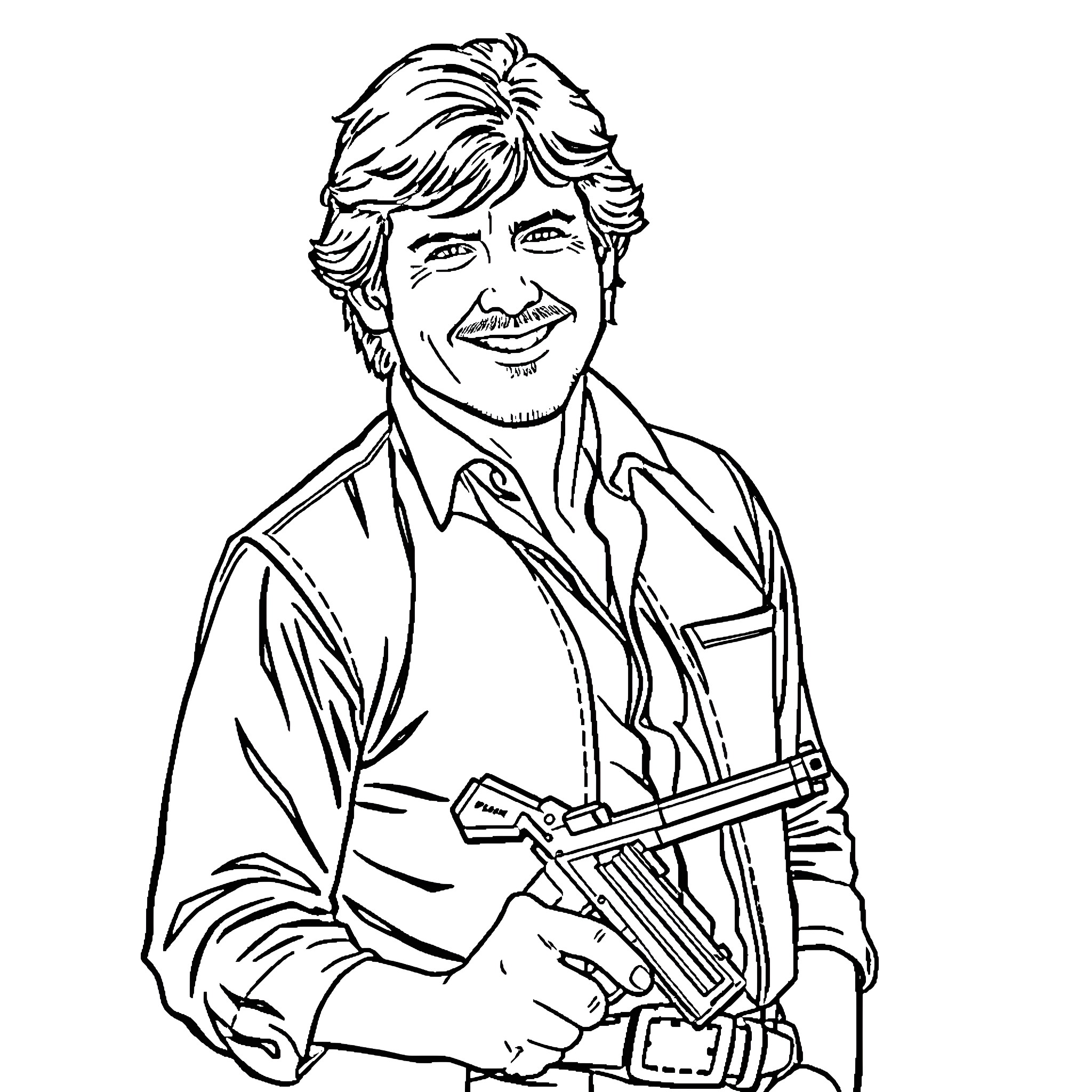 Randy Marsh posing with a friendly smile Coloring Page (free black-and-white line drawing printable PDF for all, from beginners to advanced learners, including children, teens, adults, and seniors)