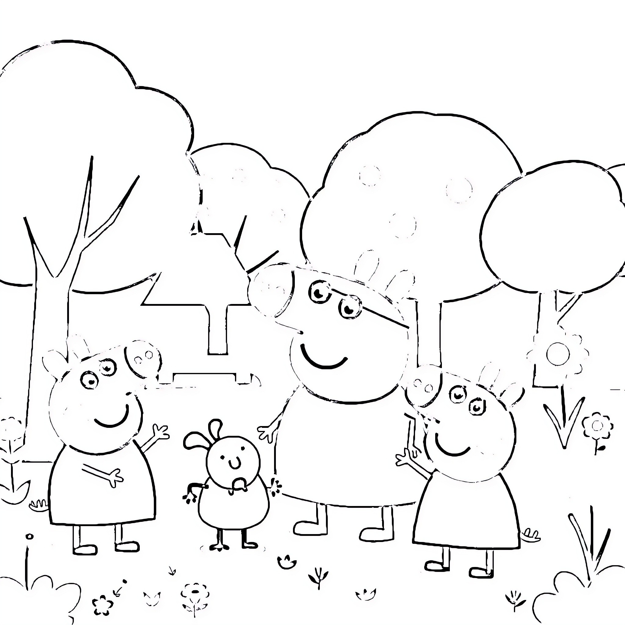 Cocomelon Family Fun Outdoor Adventure Coloring Page (free black-and-white line drawing printable PDF for all, from beginners to advanced learners, including children, teens, adults, and seniors)