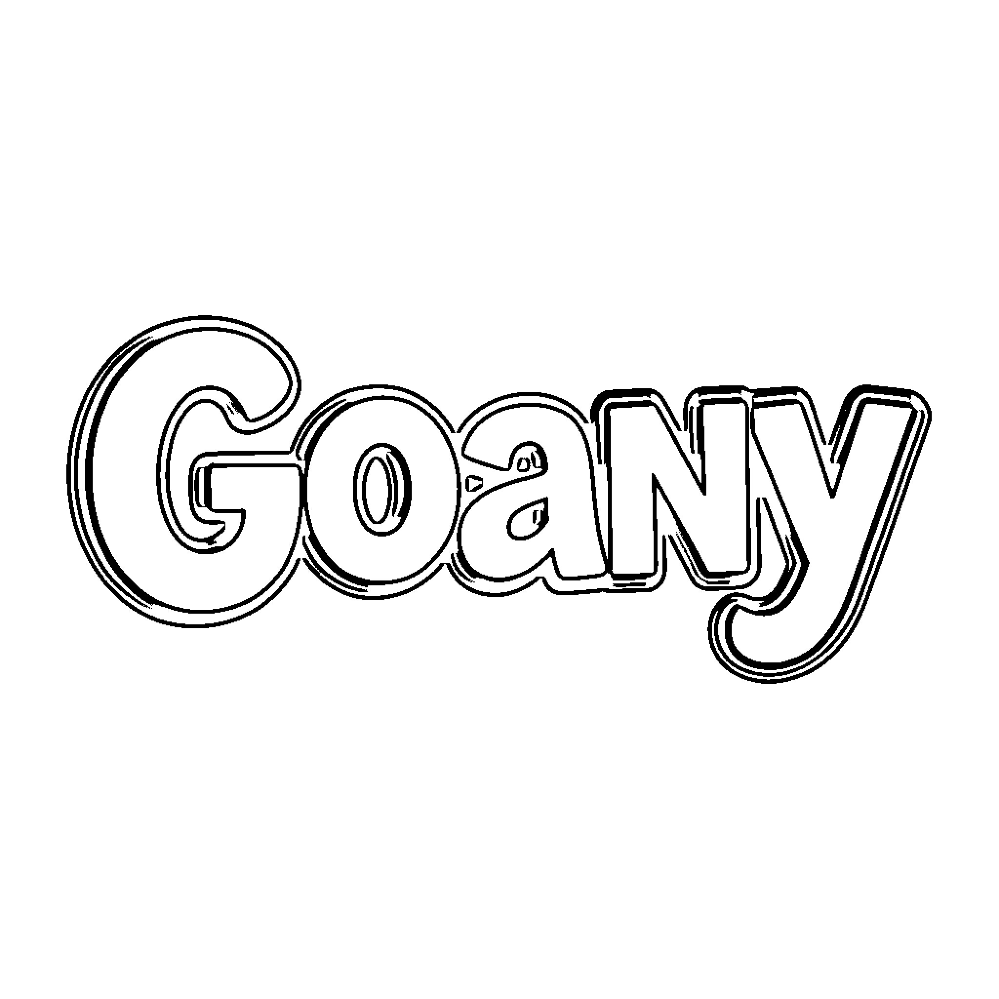 Goany text image Coloring Page (free black-and-white line drawing printable PDF for all, from beginners to advanced learners, including children, teens, adults, and seniors)