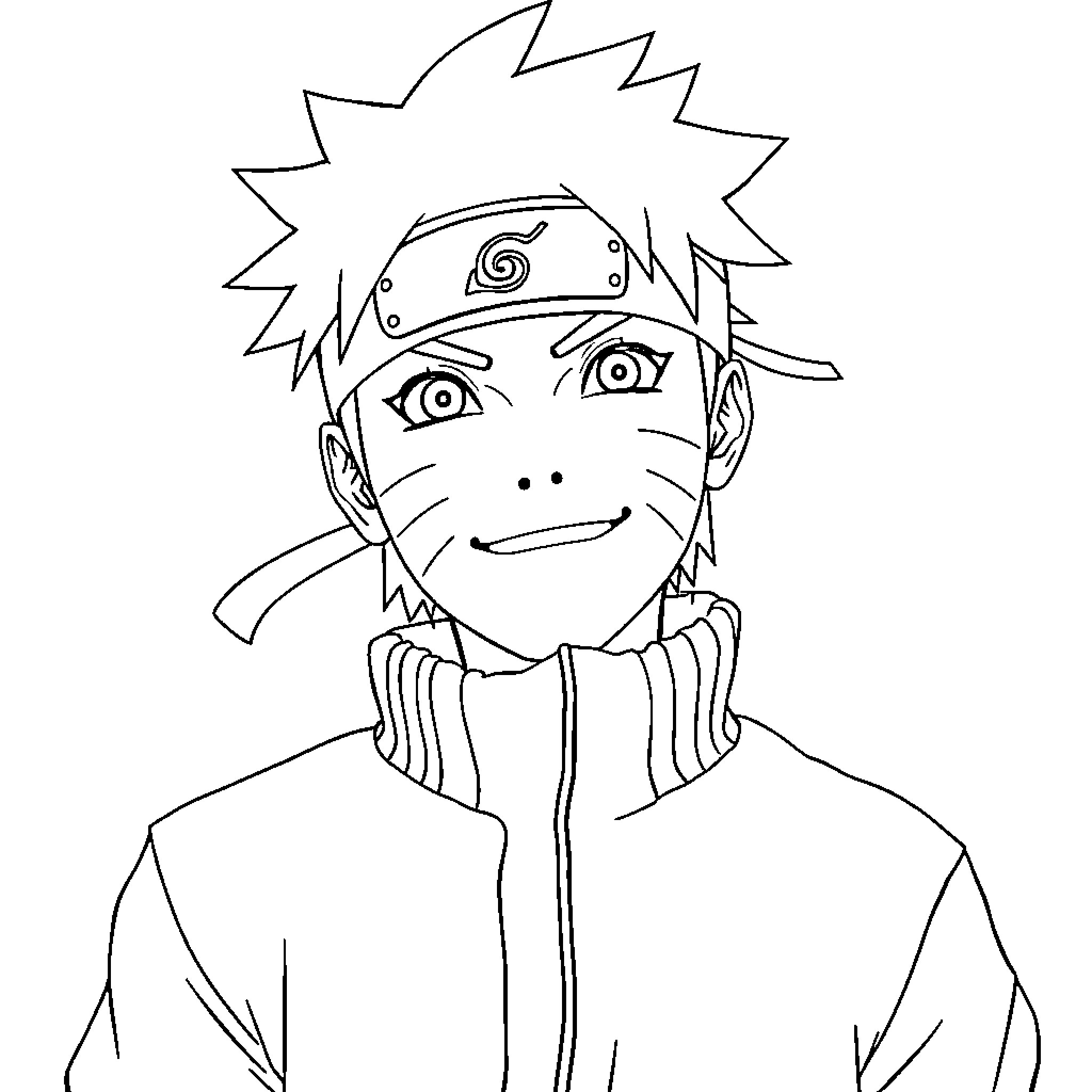 Naruto with determined expression in action outfit Coloring Page (free black-and-white line drawing printable PDF for all, from beginners to advanced learners, including children, teens, adults, and seniors)