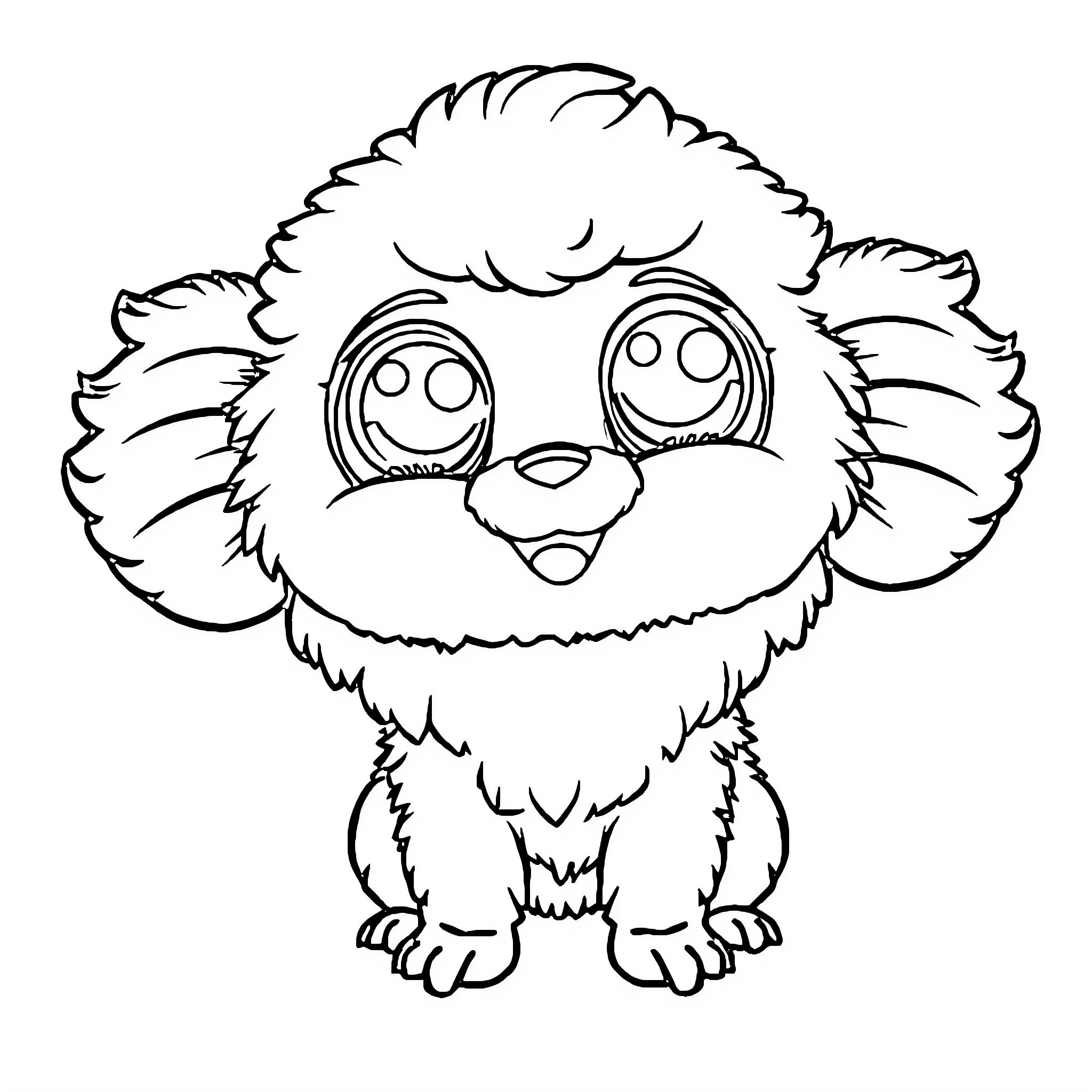 Labubu the cute and cuddly furry creature Coloring Page (free black-and-white line drawing printable PDF for all, from beginners to advanced learners, including children, teens, adults, and seniors)
