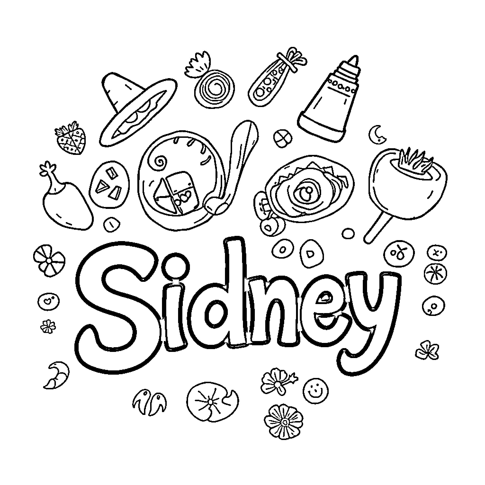 Mexican Food Adventures with Sidney Coloring Page (free black-and-white line drawing printable PDF for all, from beginners to advanced learners, including children, teens, adults, and seniors)