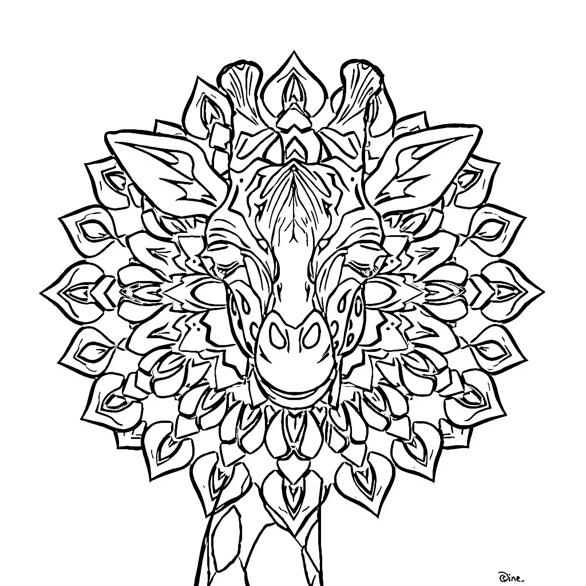 Giraffe with intricate floral patterns Coloring Page (free black-and-white line drawing printable PDF for all, from beginners to advanced learners, including children, teens, adults, and seniors)