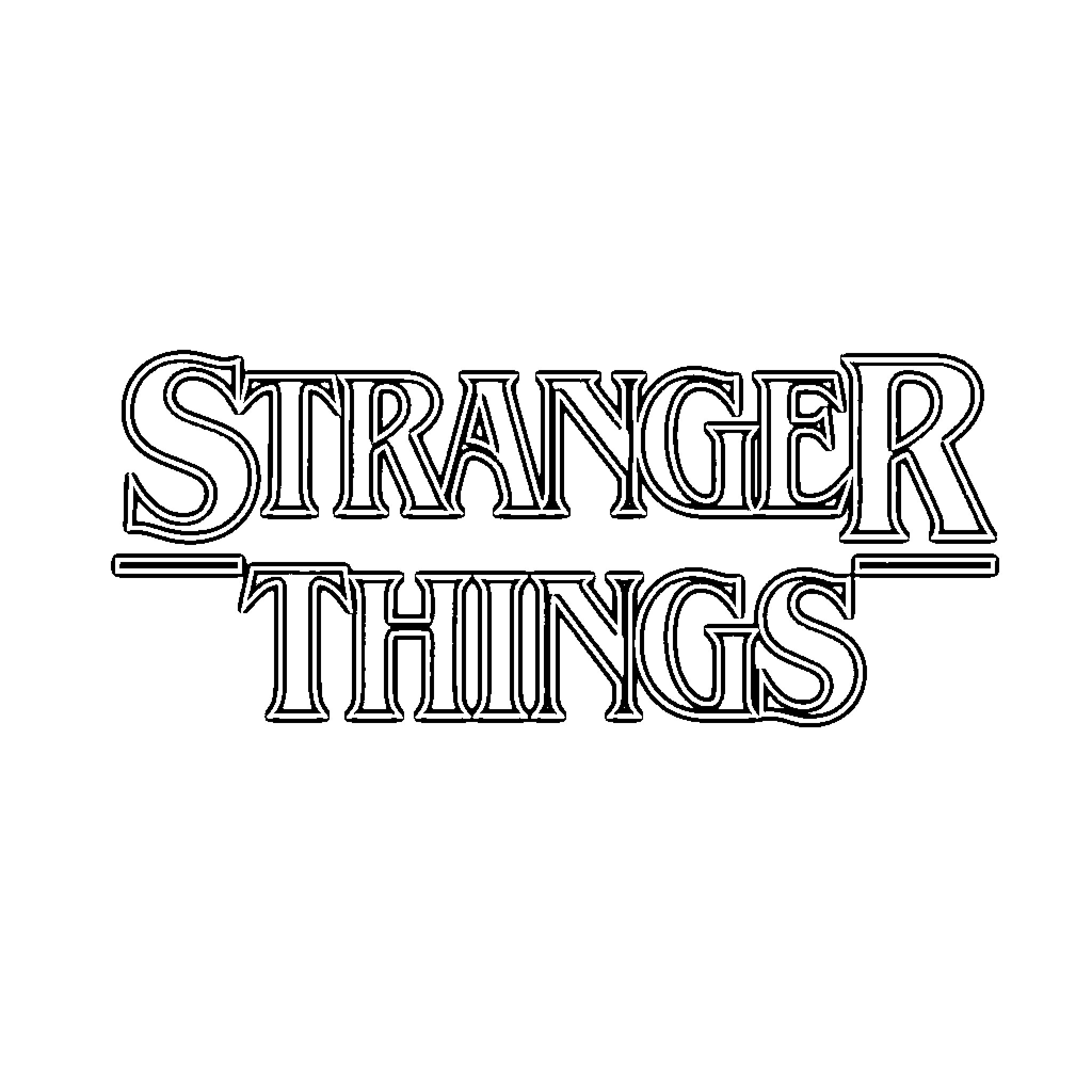 Stranger Things Title Logo Coloring Page (free black-and-white line drawing printable PDF for all, from beginners to advanced learners, including children, teens, adults, and seniors)