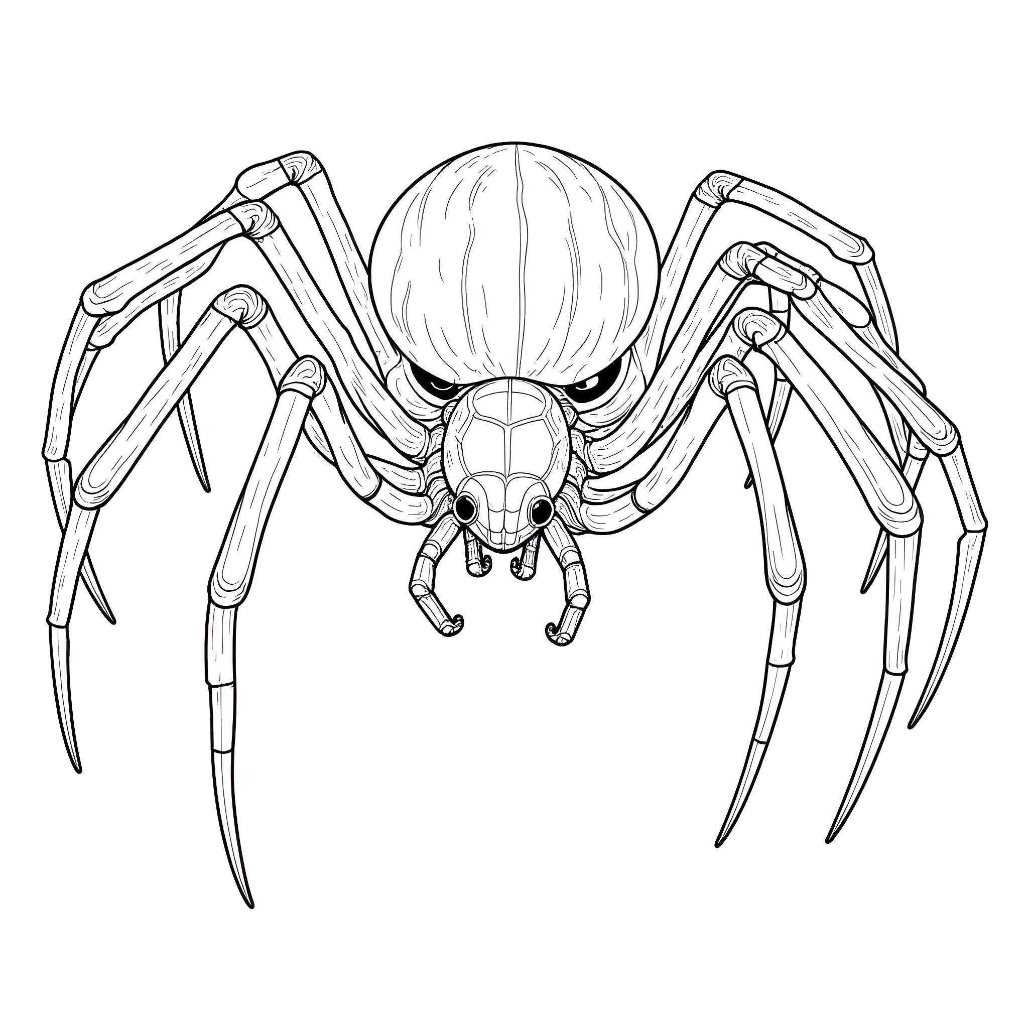 Spiderhulk: Monstrous Spider Creature in Detailed Sketch Coloring Page (free black-and-white line drawing printable PDF for all, from beginners to advanced learners, including children, teens, adults, and seniors)