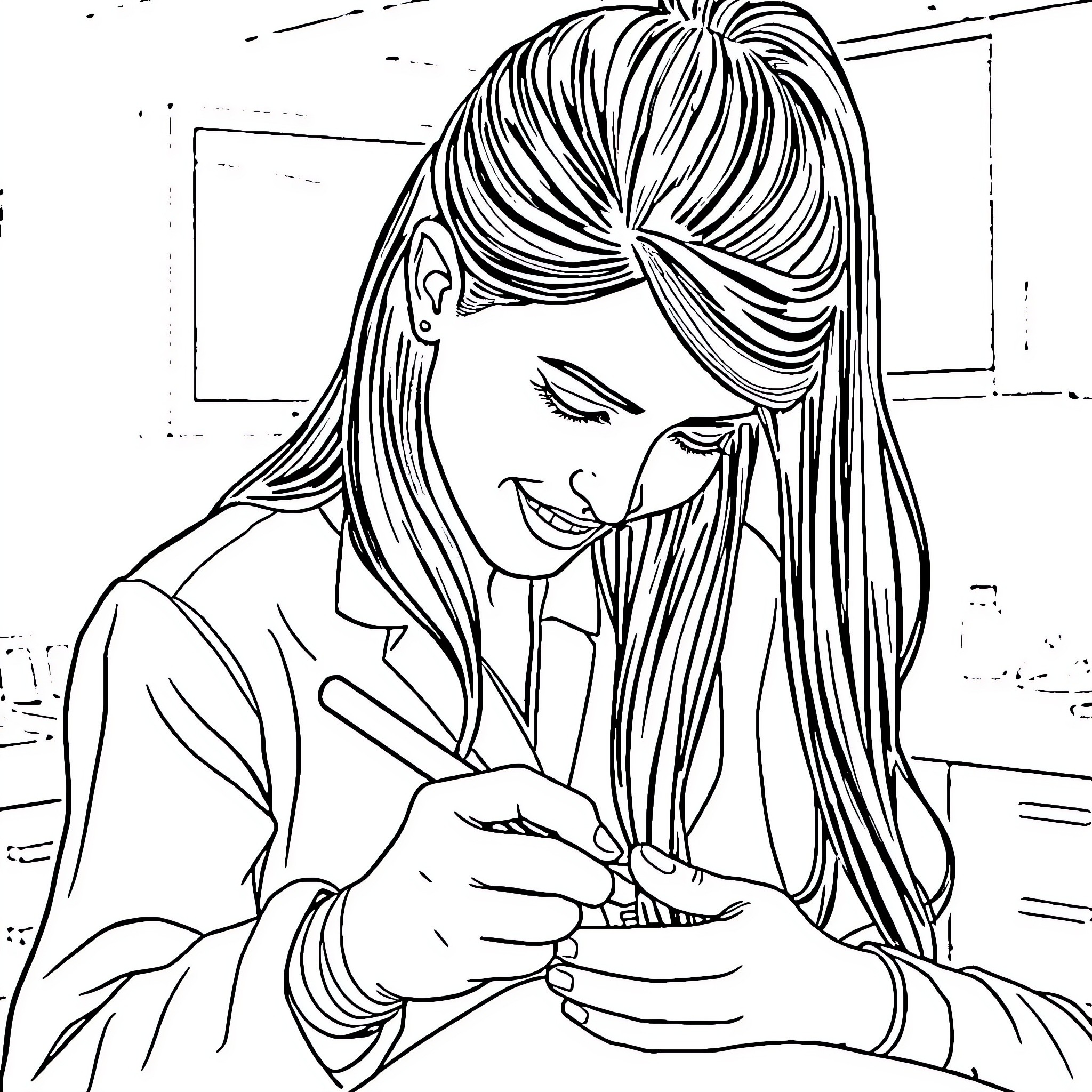 Dental Student Examining Patient's Teeth Coloring Page (free black-and-white line drawing printable PDF for all, from beginners to advanced learners, including children, teens, adults, and seniors)