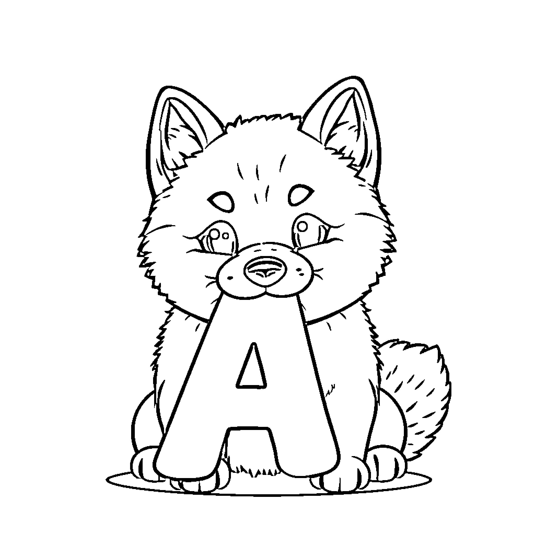 Shiba dog with expressive face Coloring Page (free black-and-white line drawing printable PDF for all, from beginners to advanced learners, including children, teens, adults, and seniors)