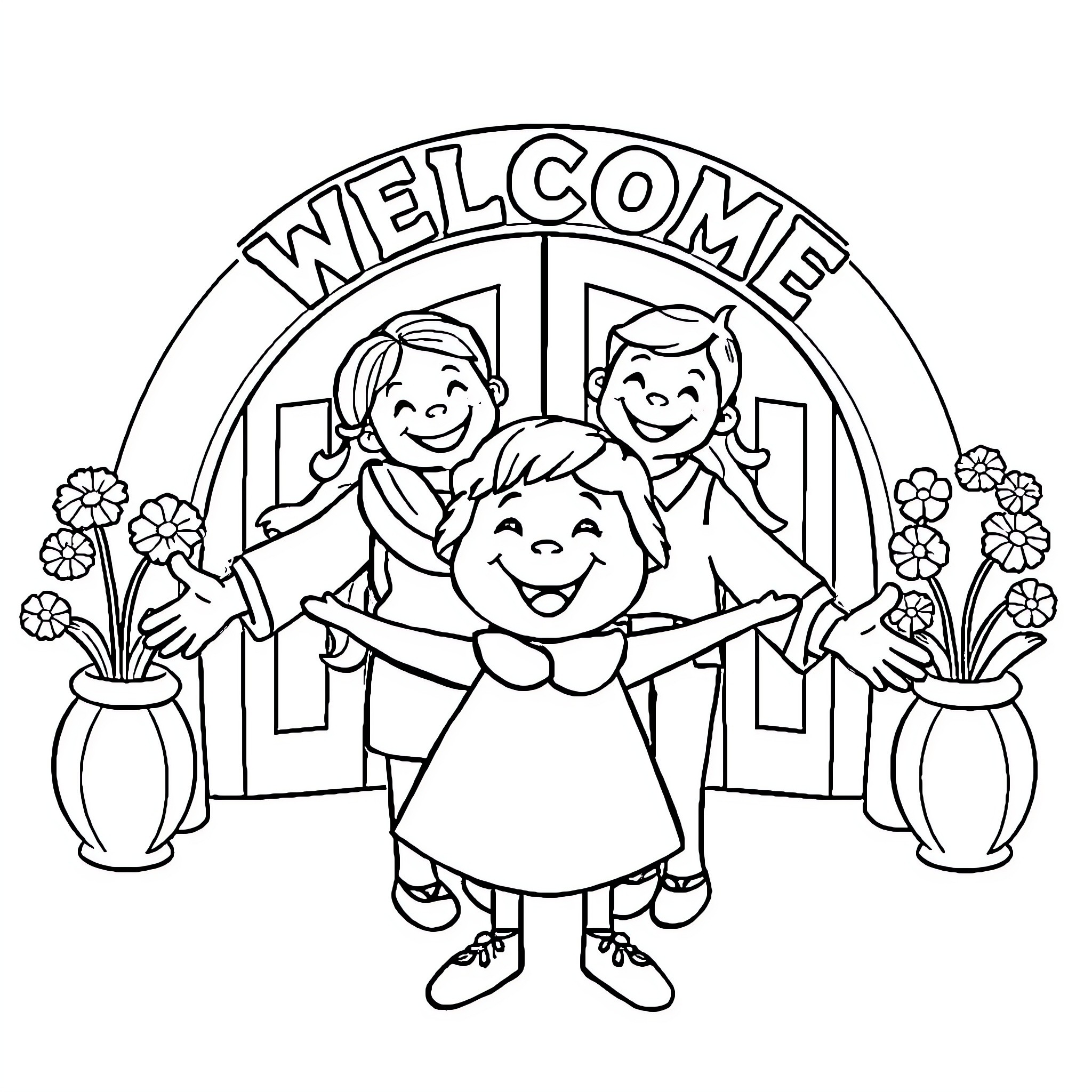 Welcome to a Joyful Community Coloring Page (free black-and-white line drawing printable PDF for all, from beginners to advanced learners, including children, teens, adults, and seniors)