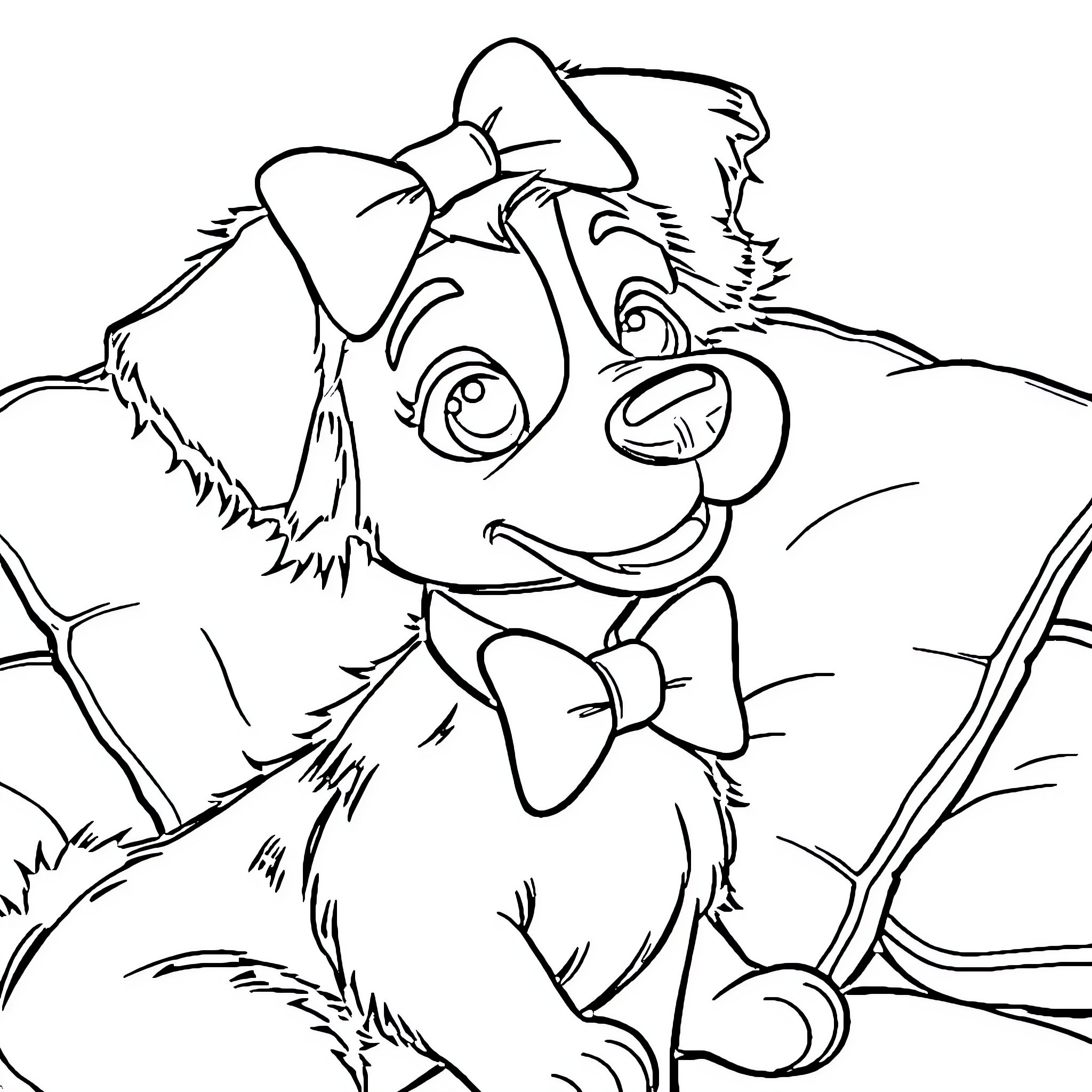 Georgette the Playful Puppy Coloring Page (free black-and-white line drawing printable PDF for all, from beginners to advanced learners, including children, teens, adults, and seniors)