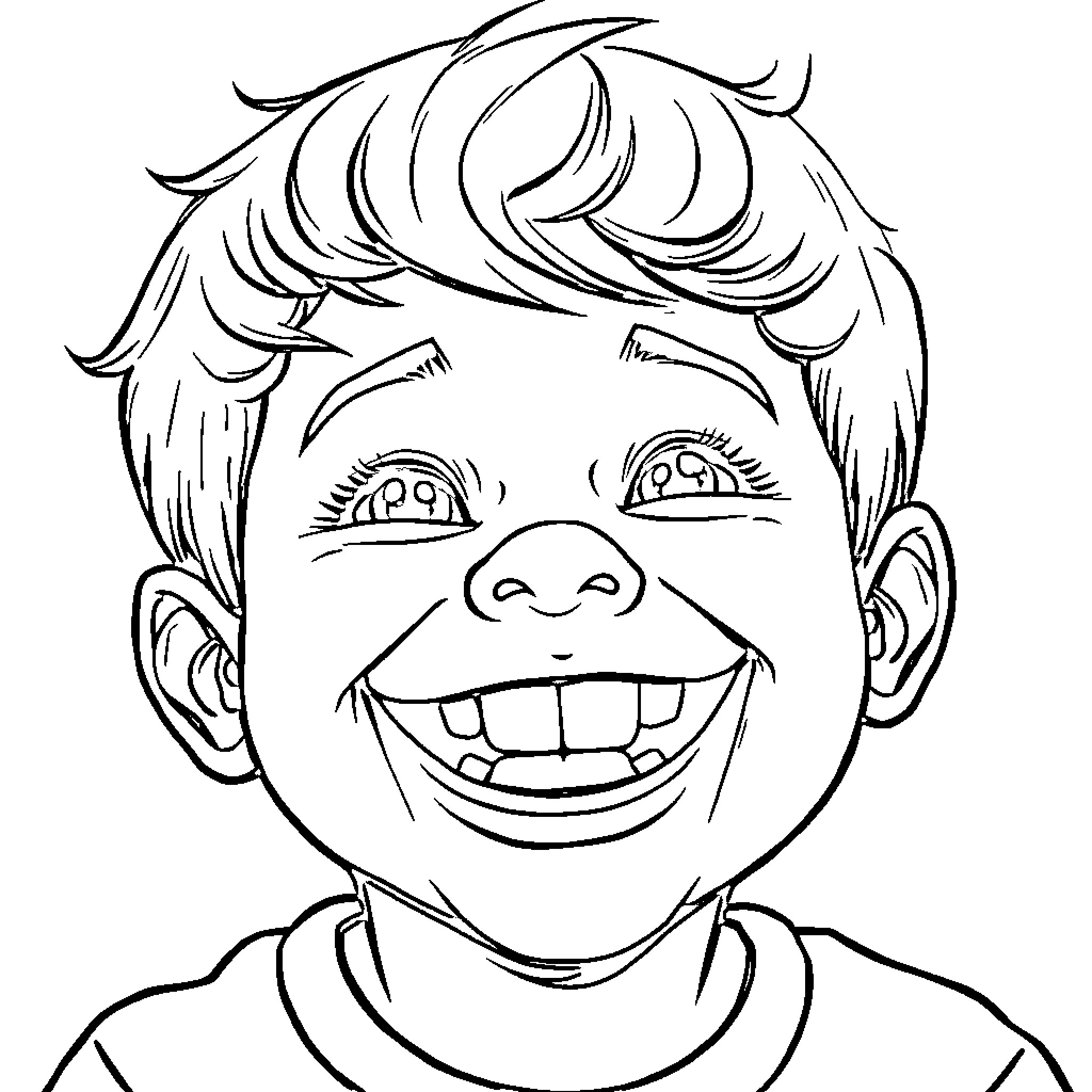 Niño's Joyful Expression Coloring Page (free black-and-white line drawing printable PDF for all, from beginners to advanced learners, including children, teens, adults, and seniors)
