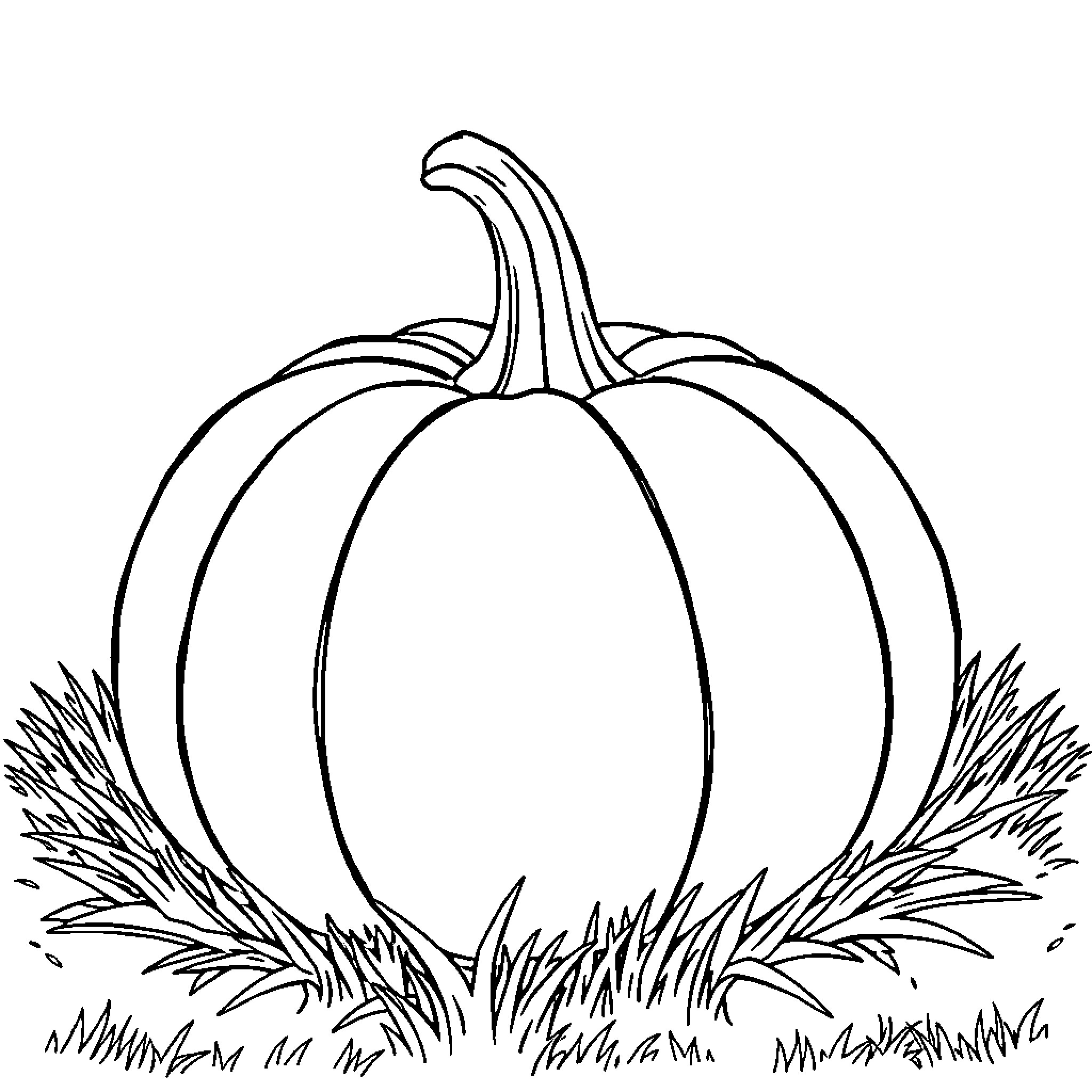 Pumpkin surrounded by autumn foliage Coloring Page (free black-and-white line drawing printable PDF for all, from beginners to advanced learners, including children, teens, adults, and seniors)