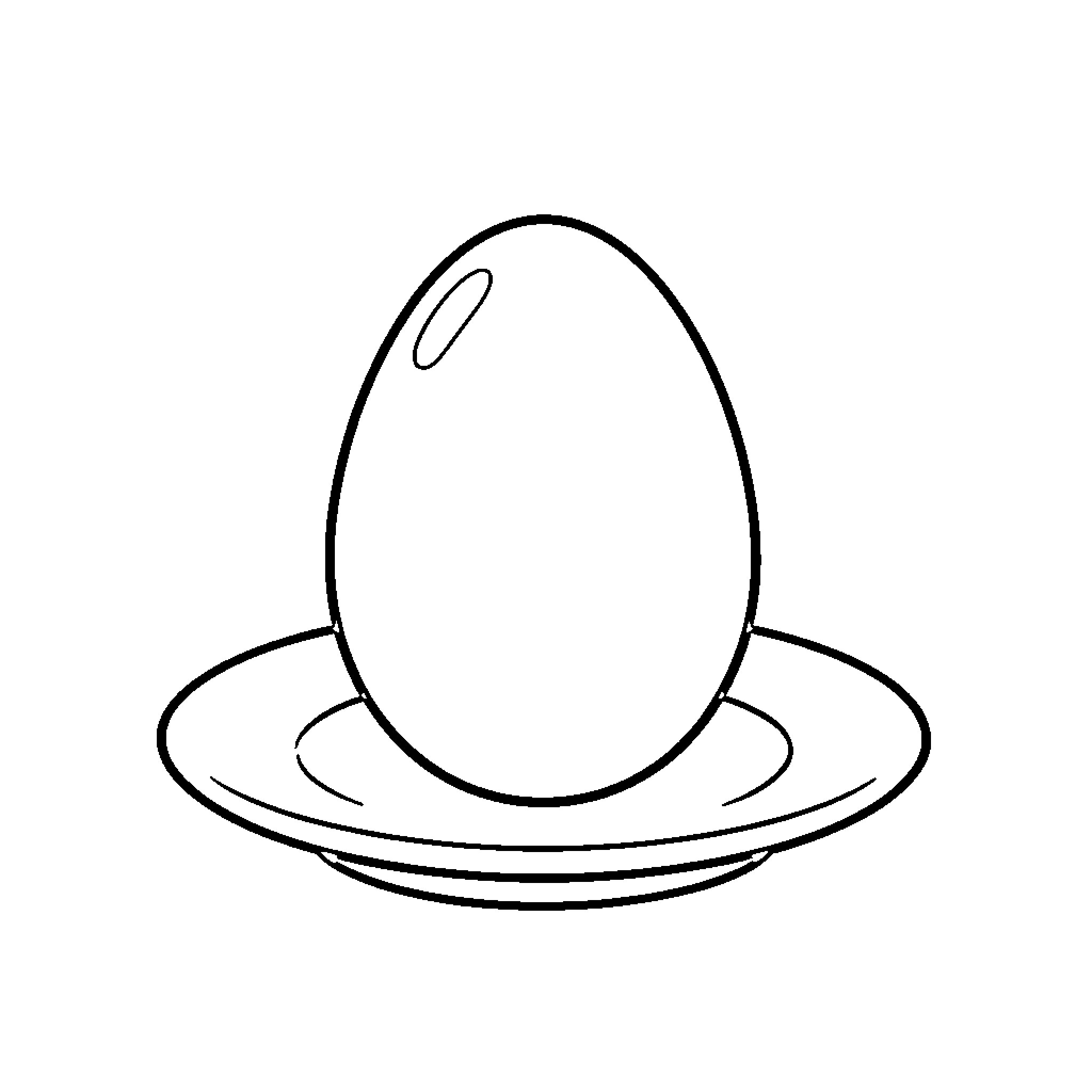Egg resting quietly on a small saucer Coloring Page (free black-and-white line drawing printable PDF for all, from beginners to advanced learners, including children, teens, adults, and seniors)