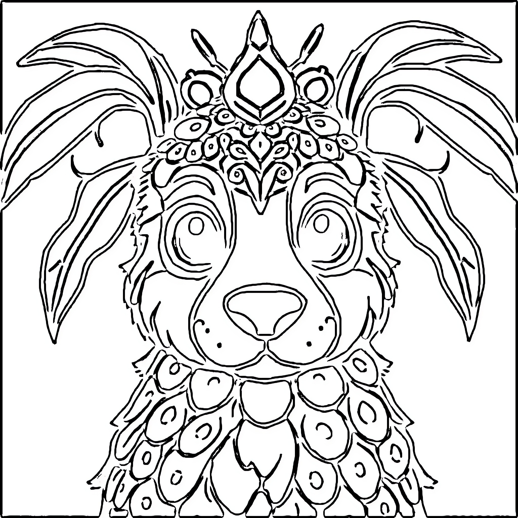 YoPrintables Ornate Rabbit with Decorative Pattern Coloring Page (free black-and-white line drawing printable PDF for all, from beginners to advanced learners, including children, teens, adults, and seniors)