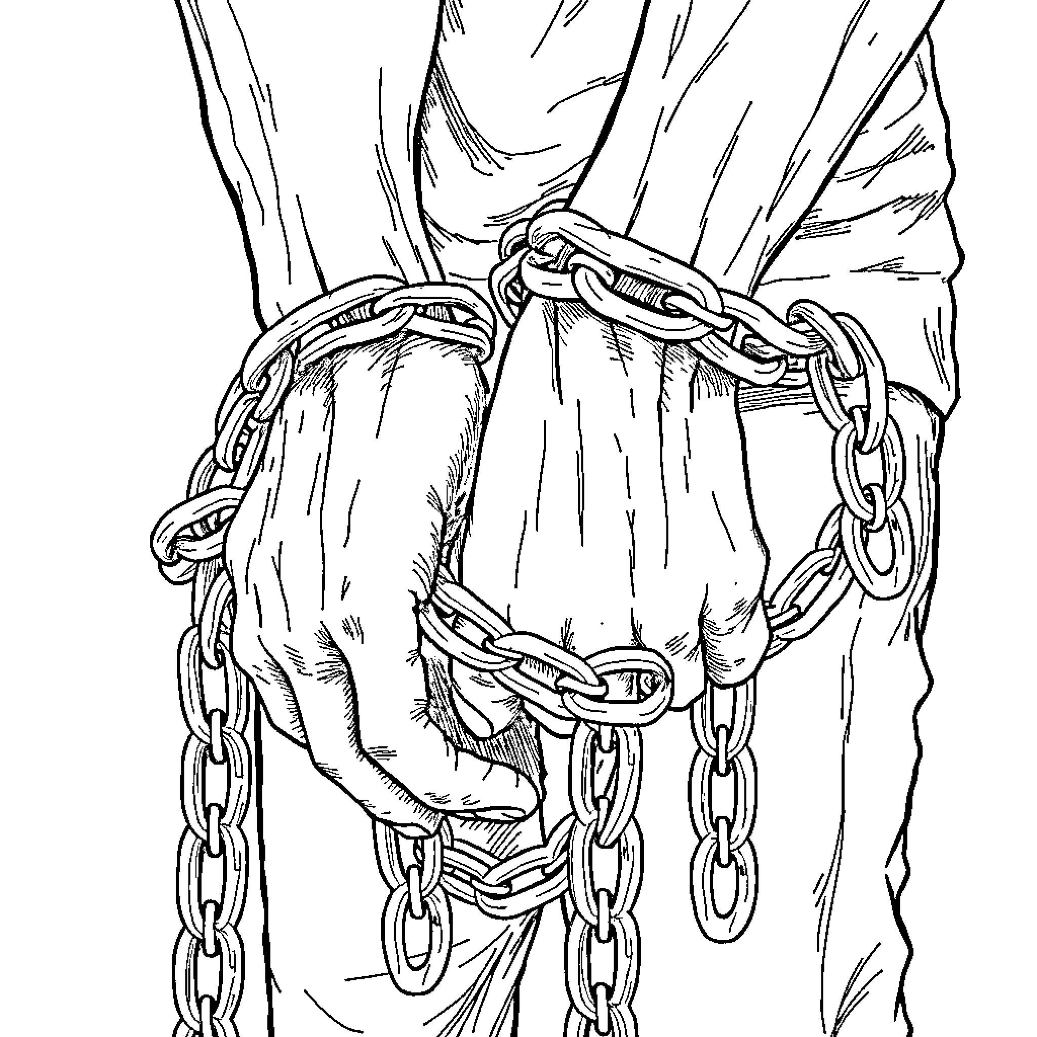 Manacle of Captivity Coloring Page (free black-and-white line drawing printable PDF for all, from beginners to advanced learners, including children, teens, adults, and seniors)
