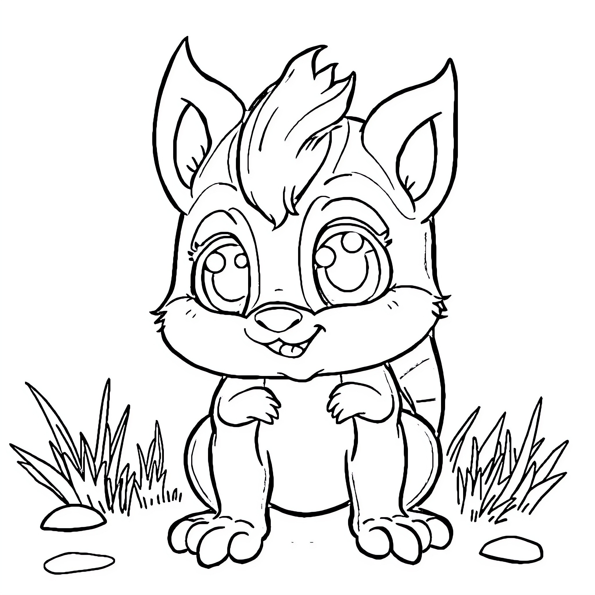 Sprunki's Playful Antics in the Meadow Coloring Page (free black-and-white line drawing printable PDF for all, from beginners to advanced learners, including children, teens, adults, and seniors)