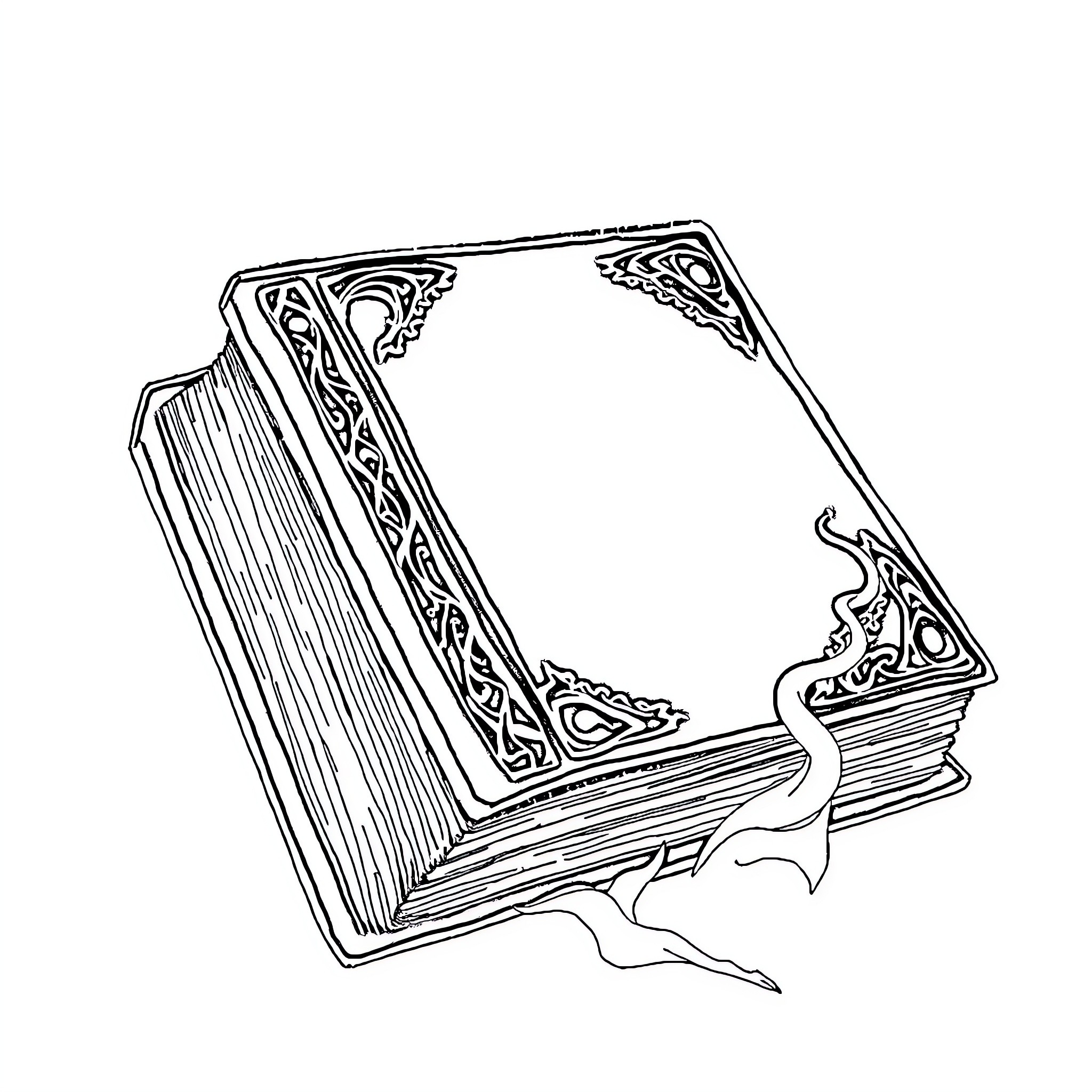 Bible with ornate, detailed cover Coloring Page (free black-and-white line drawing printable PDF for all, from beginners to advanced learners, including children, teens, adults, and seniors)