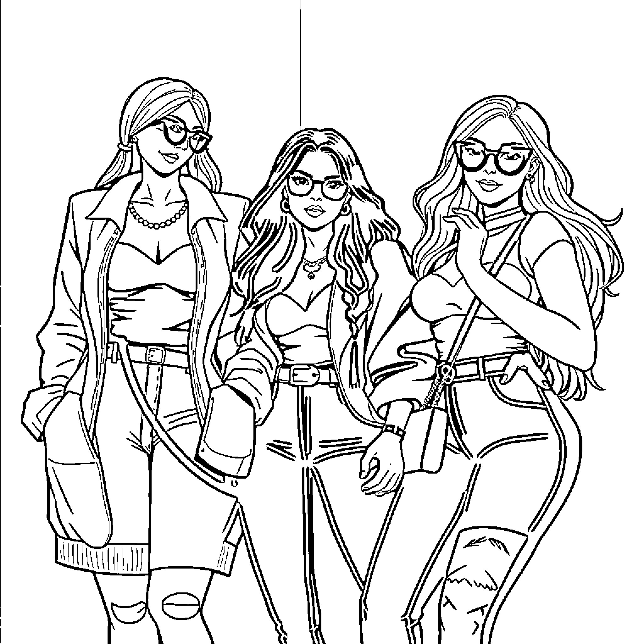Chick friends having an outing in the city Coloring Page (free black-and-white line drawing printable PDF for all, from beginners to advanced learners, including children, teens, adults, and seniors)