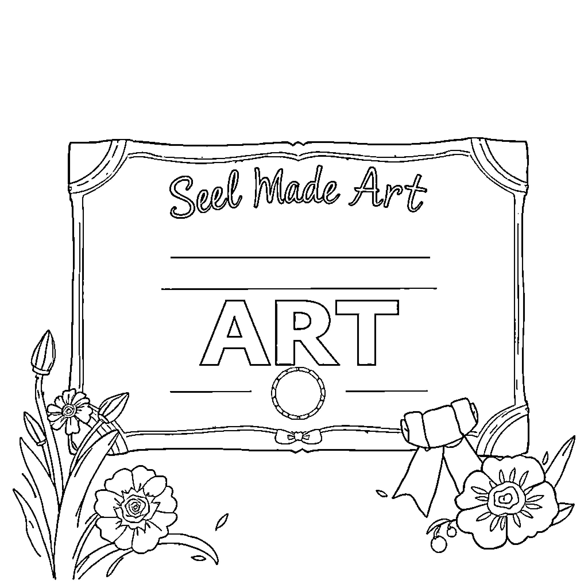Certificate for Seal Made Art Coloring Page (free black-and-white line drawing printable PDF for all, from beginners to advanced learners, including children, teens, adults, and seniors)