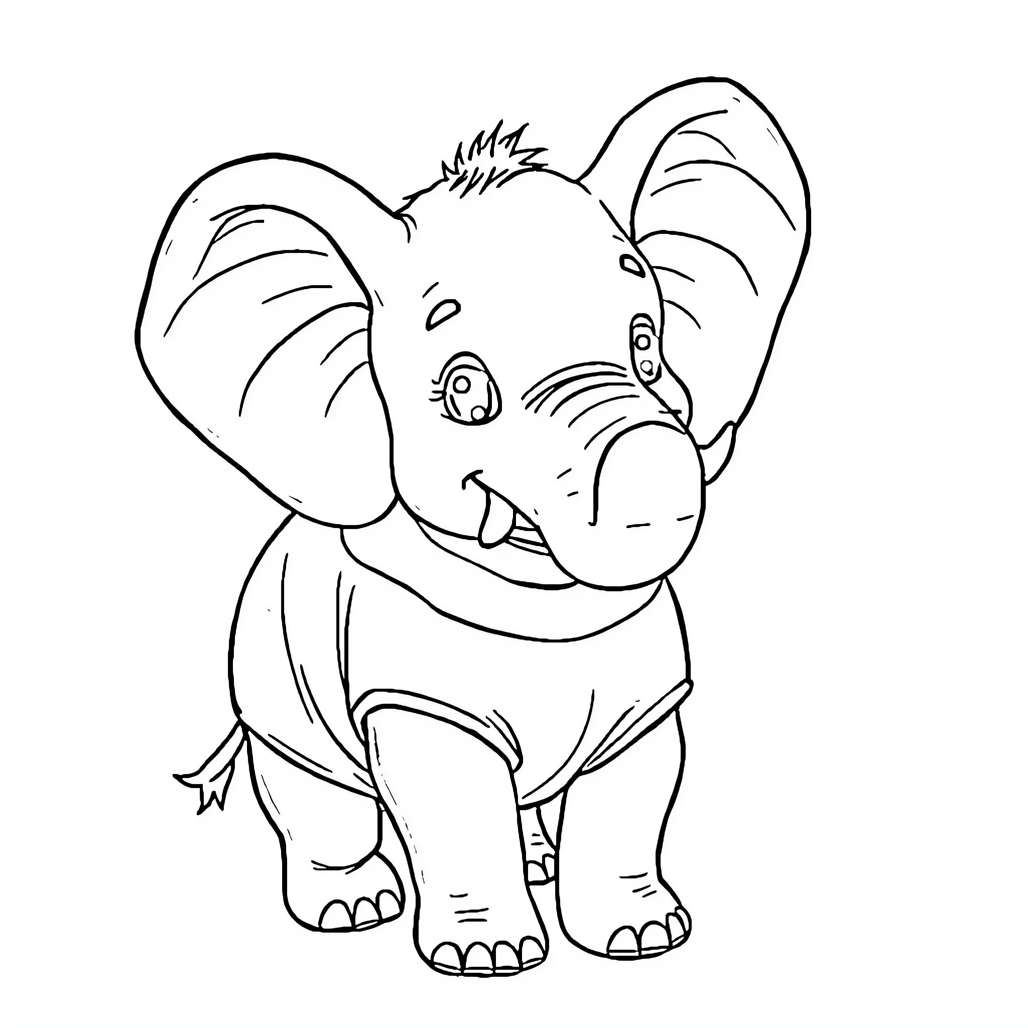 Bluey the Elephant in Playful Mood Coloring Page (free black-and-white line drawing printable PDF for all, from beginners to advanced learners, including children, teens, adults, and seniors)