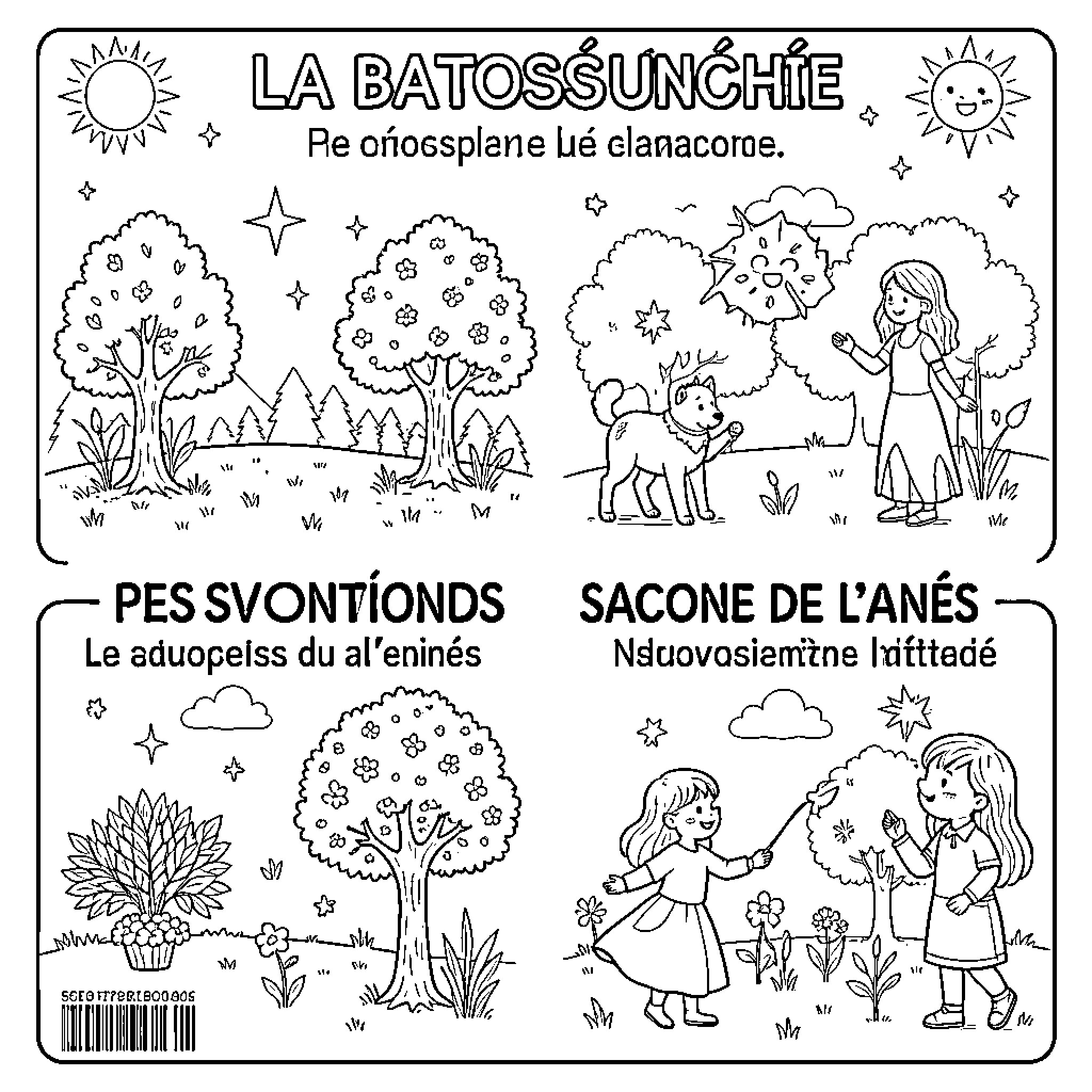 Season of nature with children playing outdoors Coloring Page (free black-and-white line drawing printable PDF for all, from beginners to advanced learners, including children, teens, adults, and seniors)